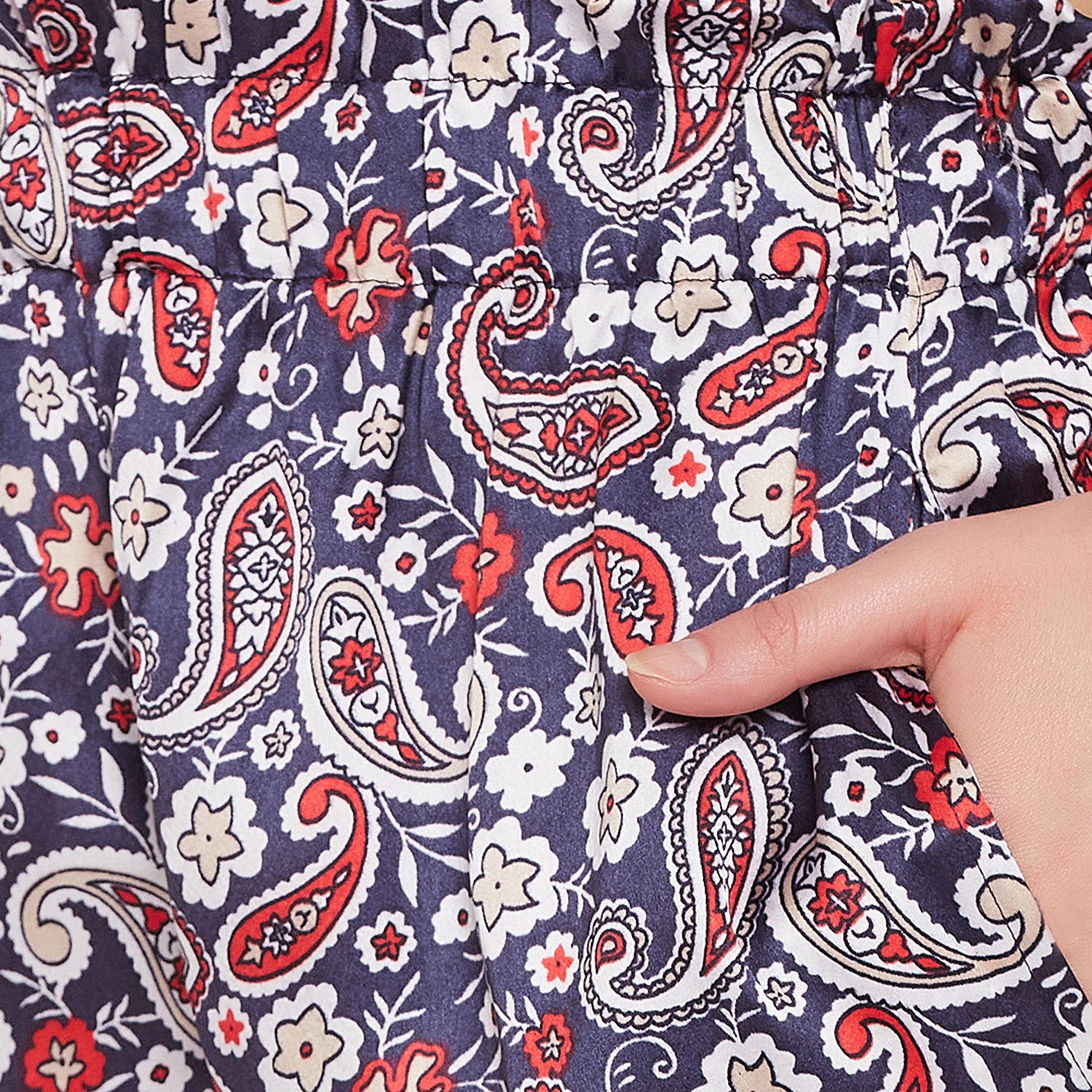طقم بيجامة وقميص كامي بطبعة بيزلي للنساء باللون الأزرق الداكن من كلوفيا - ساتان-women-clothing-nightwear-pyjamas-longsets-image-6