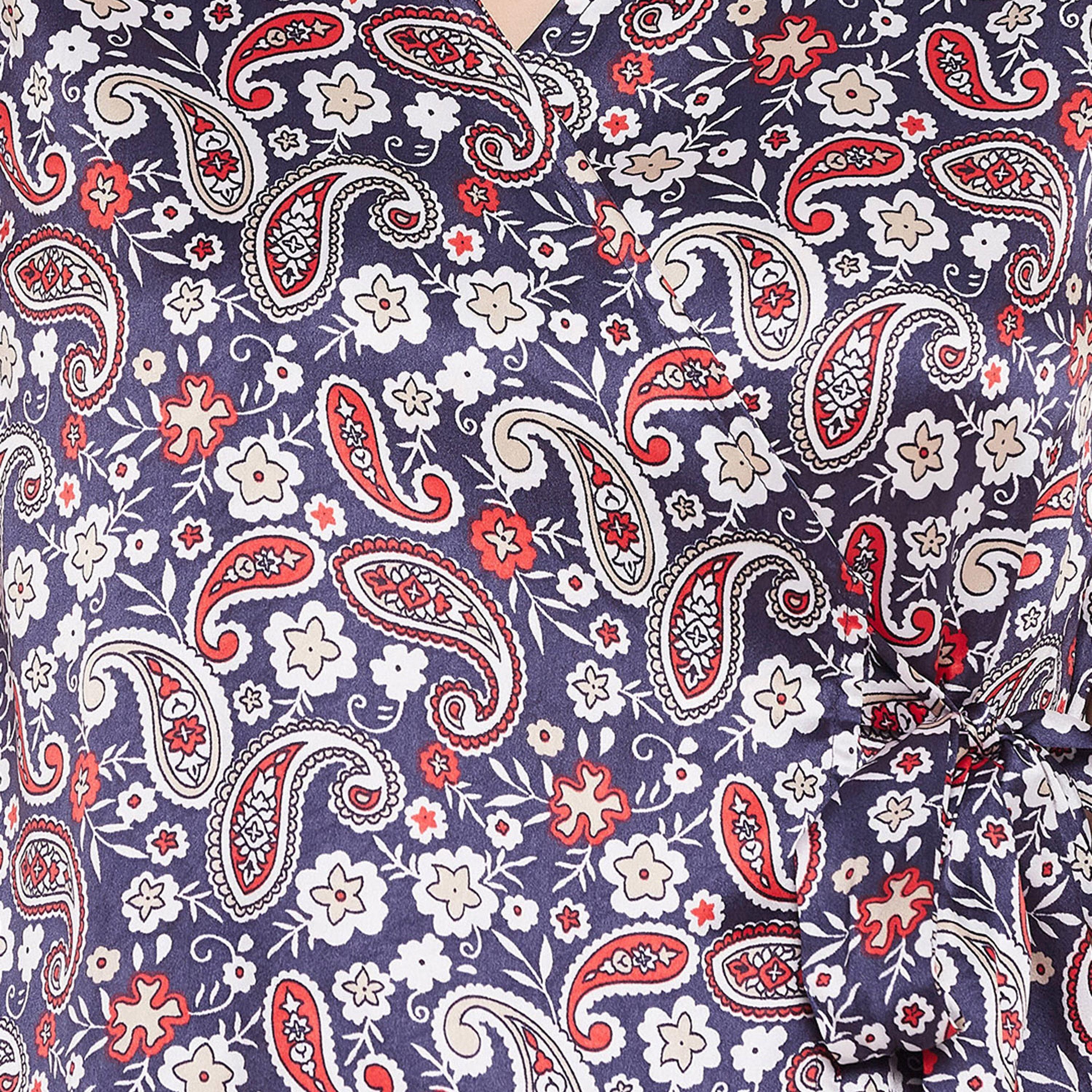 طقم بيجامة وقميص نسائي أنجراكا بطبعة بيزلي باللون الأزرق الداكن من كلوفيا - ساتان-women-clothing-nightwear-pyjamas-longsets-image-5