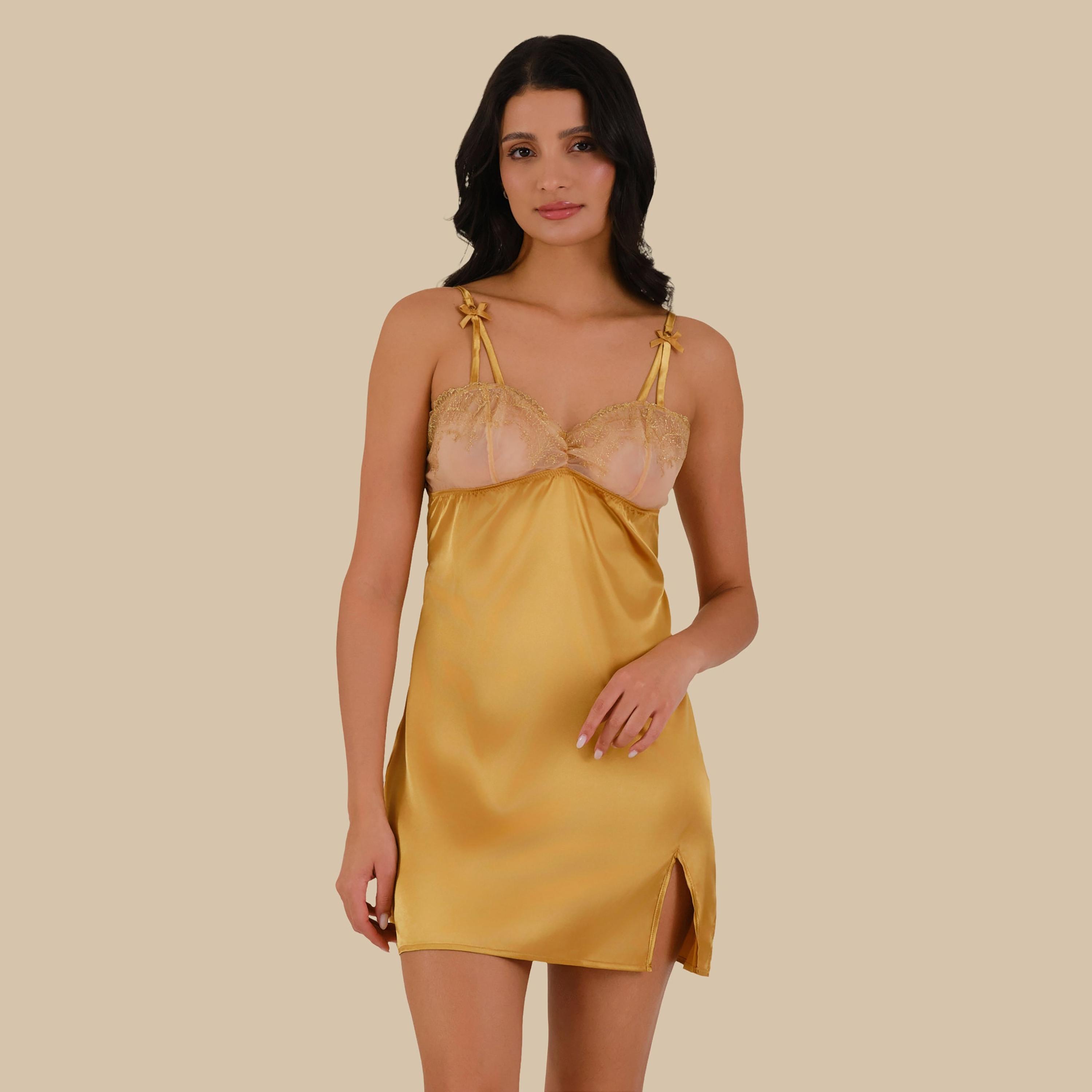 فستان نوم نسائي سادة بدون أكمام بحمالات من إيسلا اند إيفي-women-clothing-nightwear-nighties-image-1