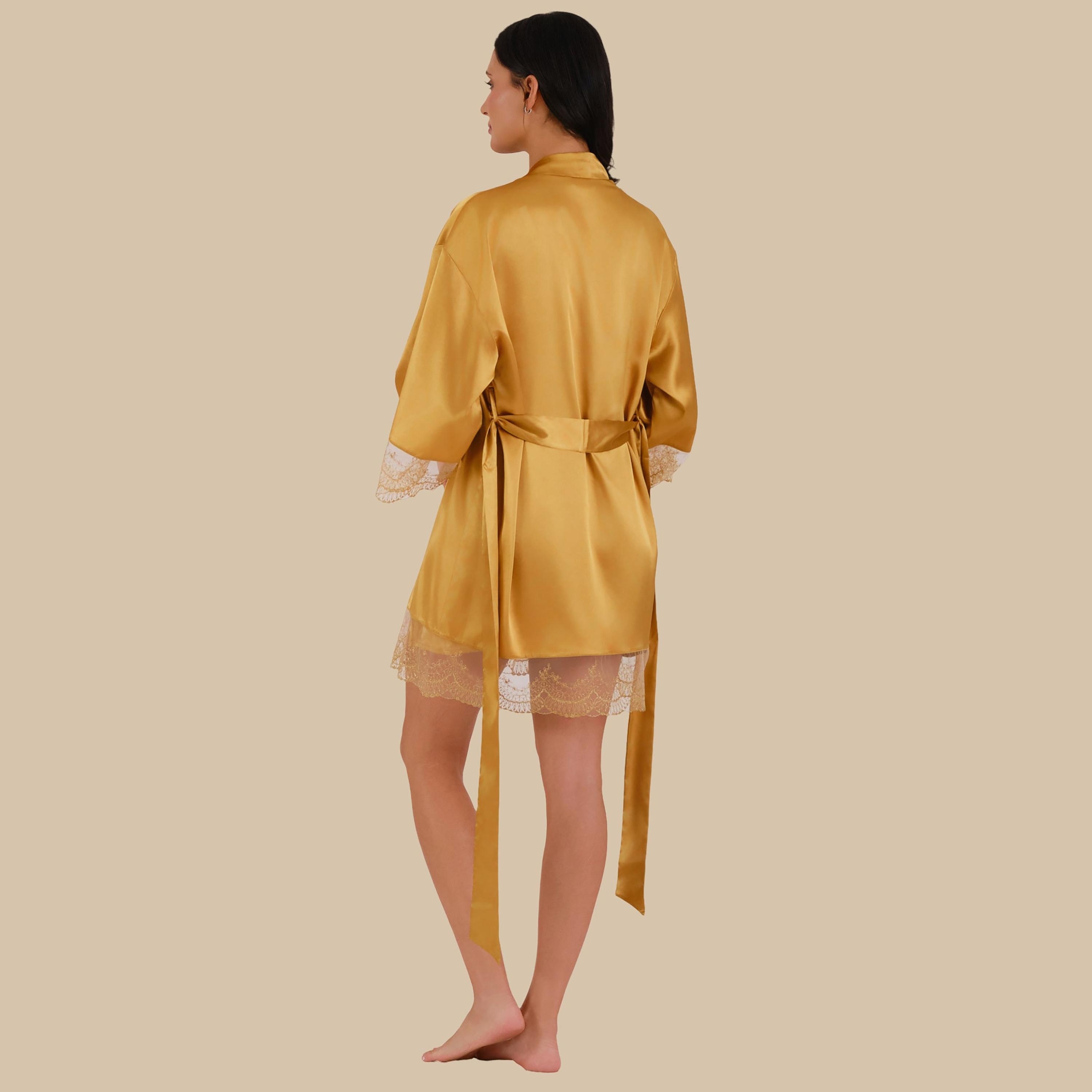 Isla & Evie Plain Three-Quarter Sleeves Women's Robe-women-clothing-nightwear-robes-image-3