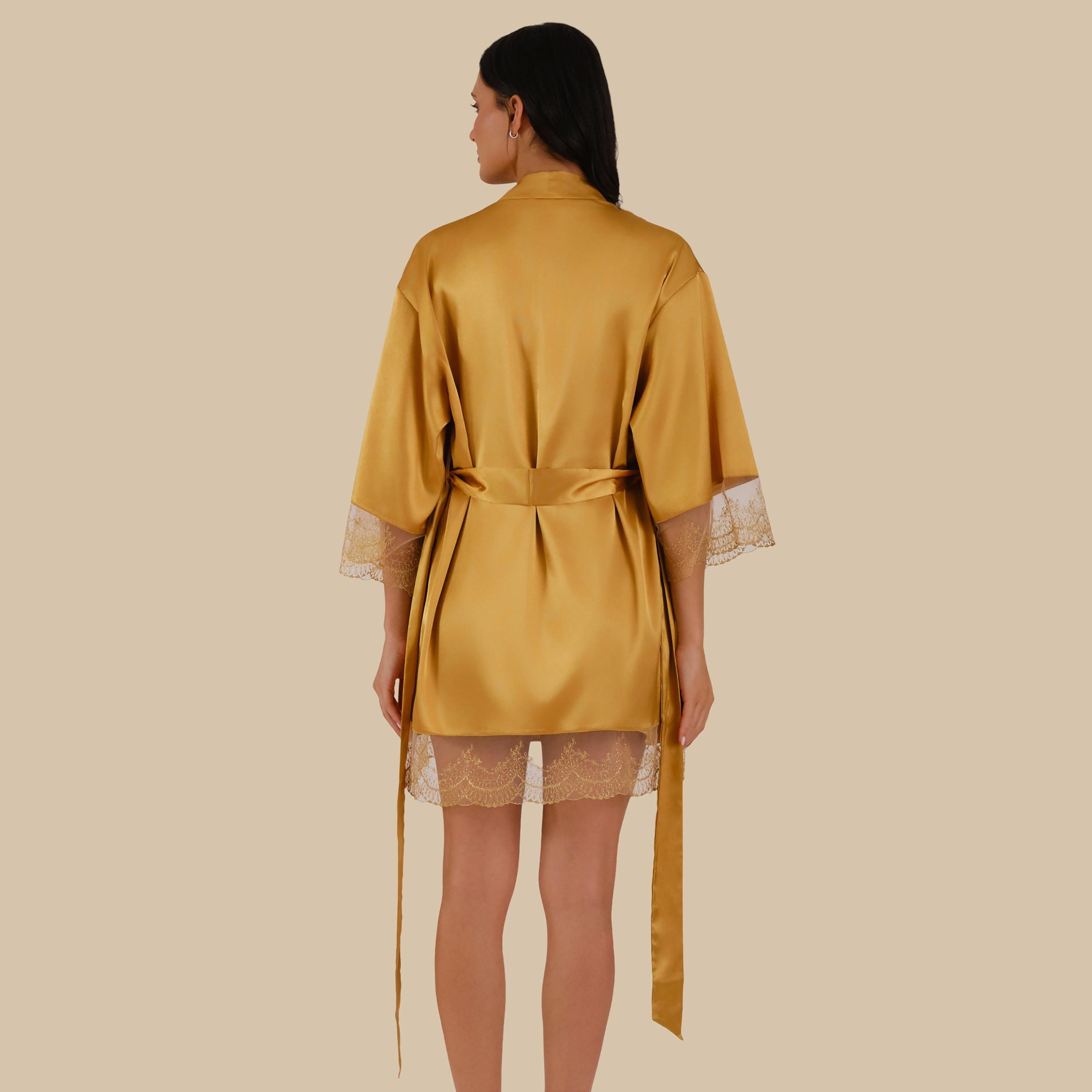 Isla & Evie Plain Three-Quarter Sleeves Women's Robe-women-clothing-nightwear-robes-image-4