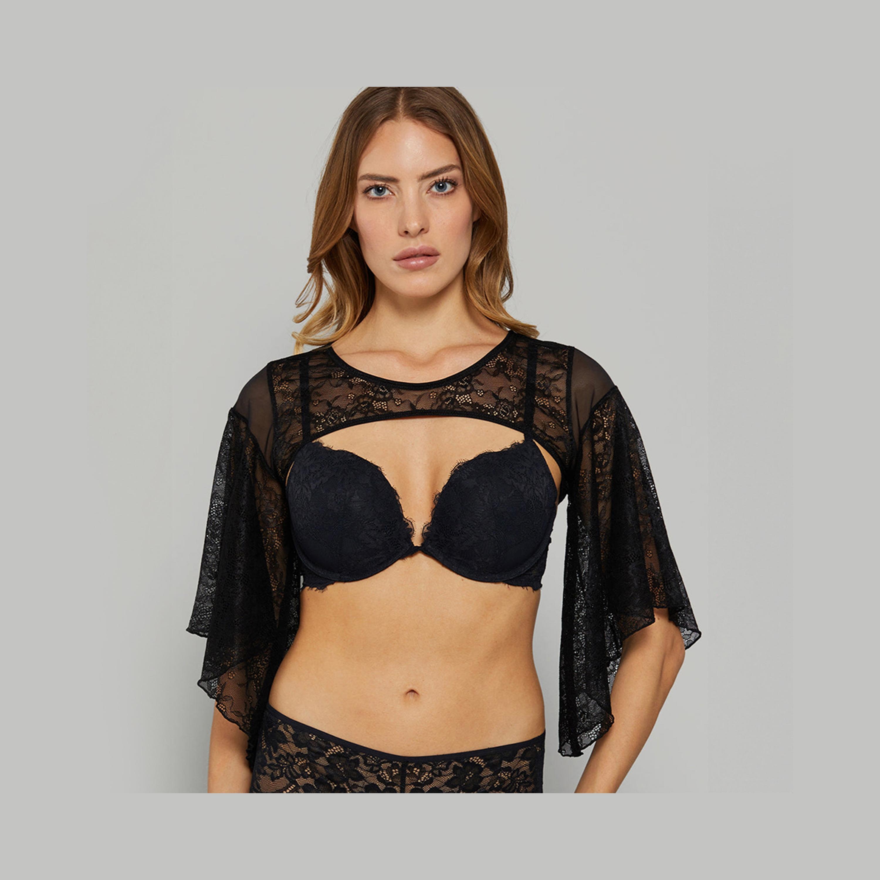حمالة صدر بوليرو دانتيل أسود نسائية مثيرة من إيسلا اند إيفي-women-clothing-lingerie-bras-image-1