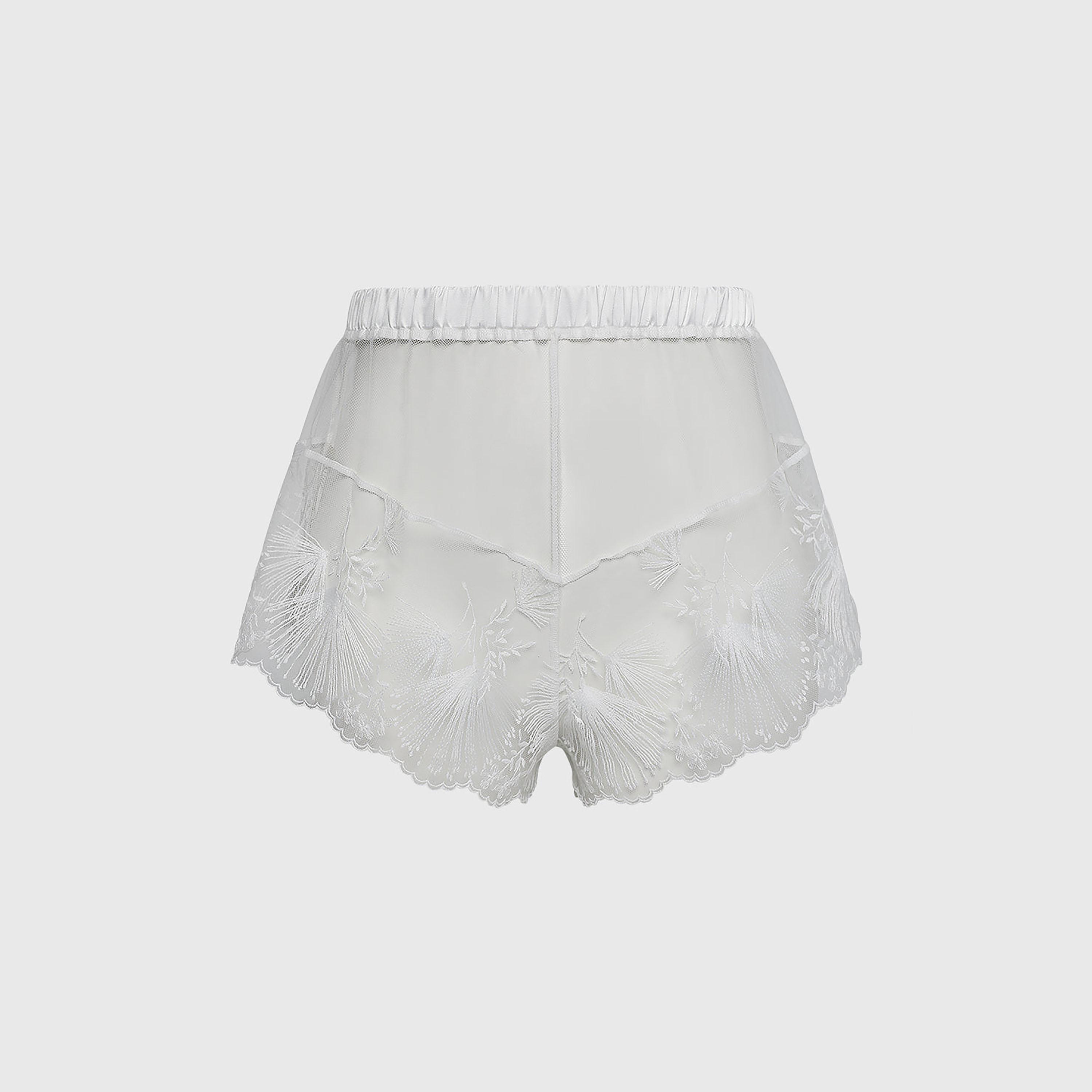Isla & Evie Lace High-Rise Elasticated Women's Lounge Shorts-women-clothing-nightwear-pyjamas-bottoms-image-1