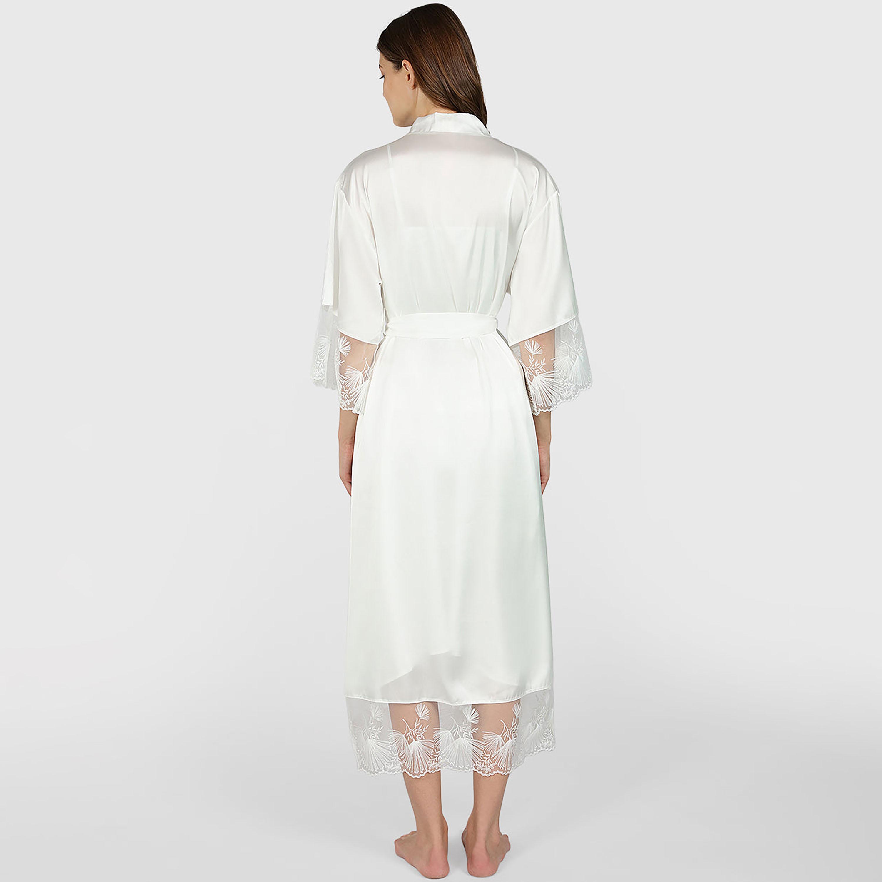 Isla & Evie Lace V-Neck Three-Quarter Sleeves Women's Robe-women-clothing-nightwear-robes-image-4