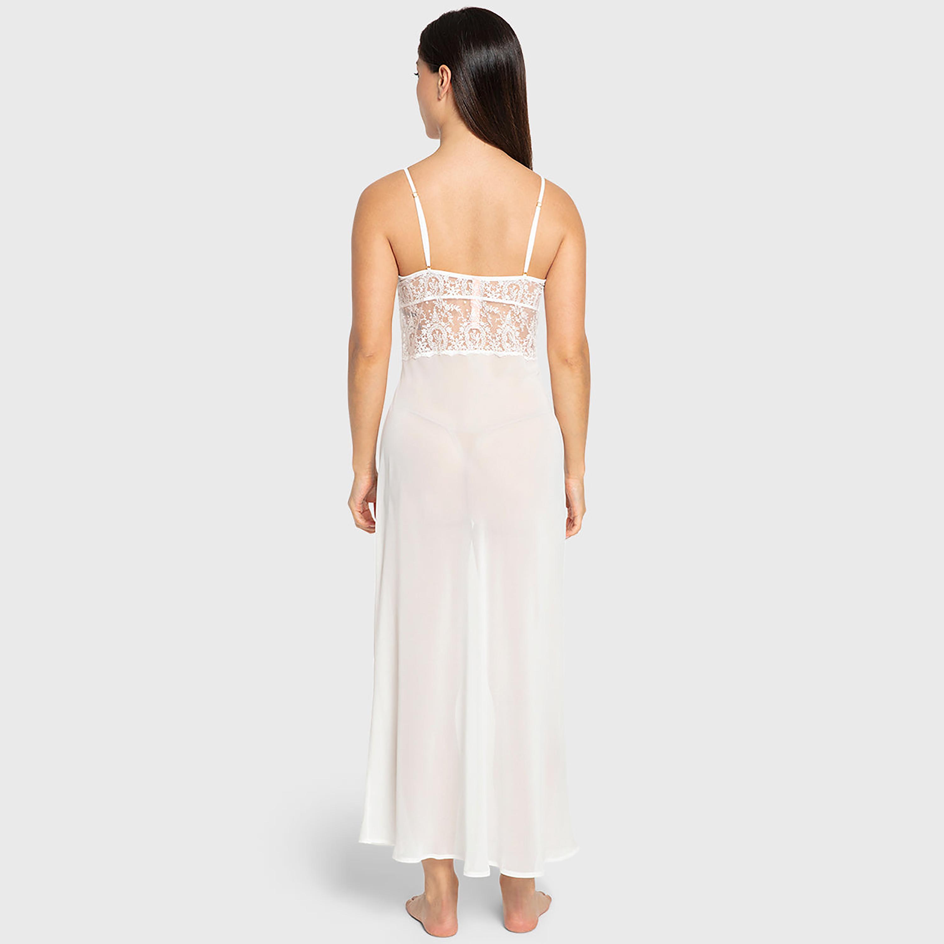 فستان نوم نسائي نايت دريس بدانتيل مطرز بالزهور وحمالات رفيعة من إيسلا آند إيفي-women-clothing-nightwear-nighties-image-3