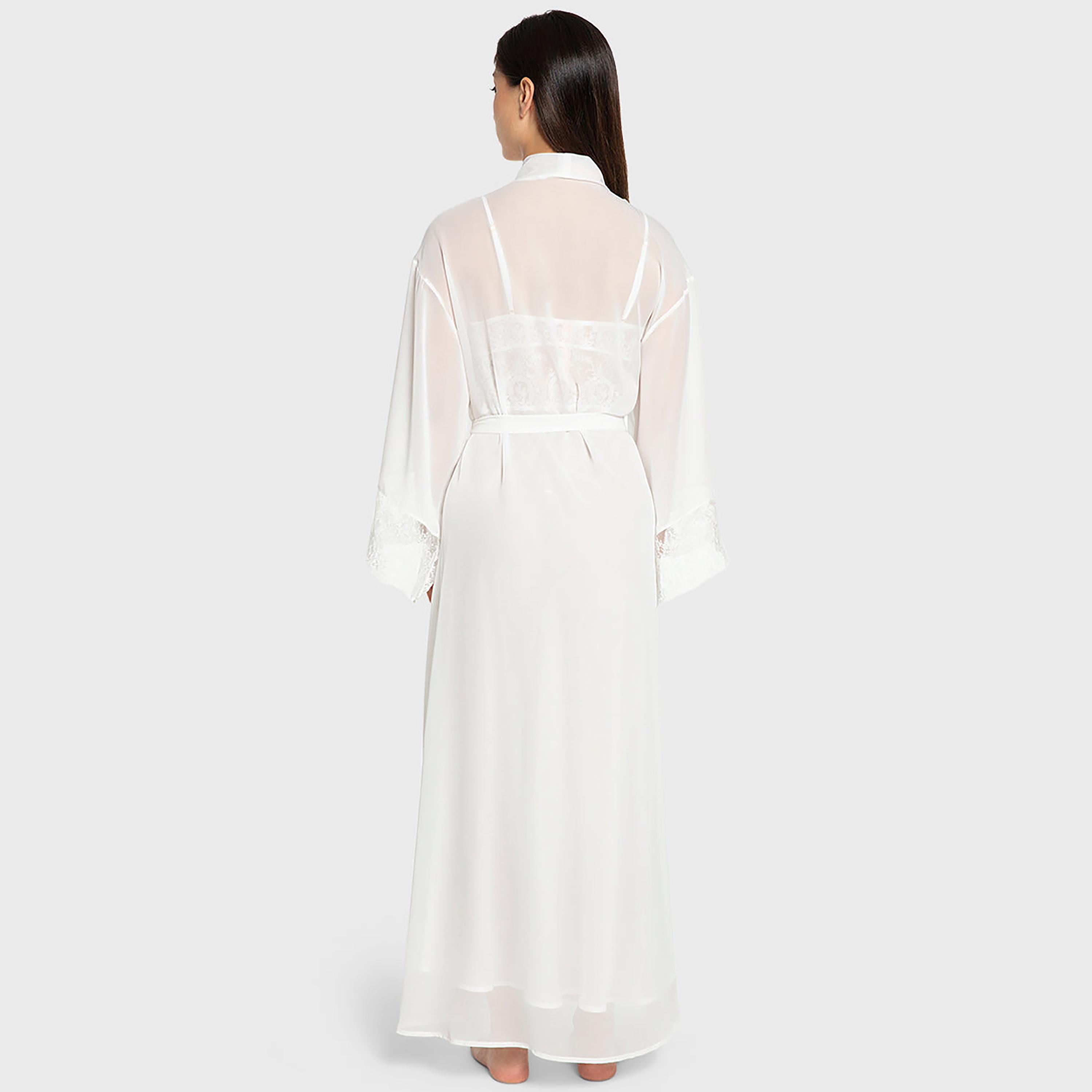 Isla & Evie Floral Lace Trim Surplice Neck Flared Sleeves Women's Robe-women-clothing-nightwear-robes-image-3