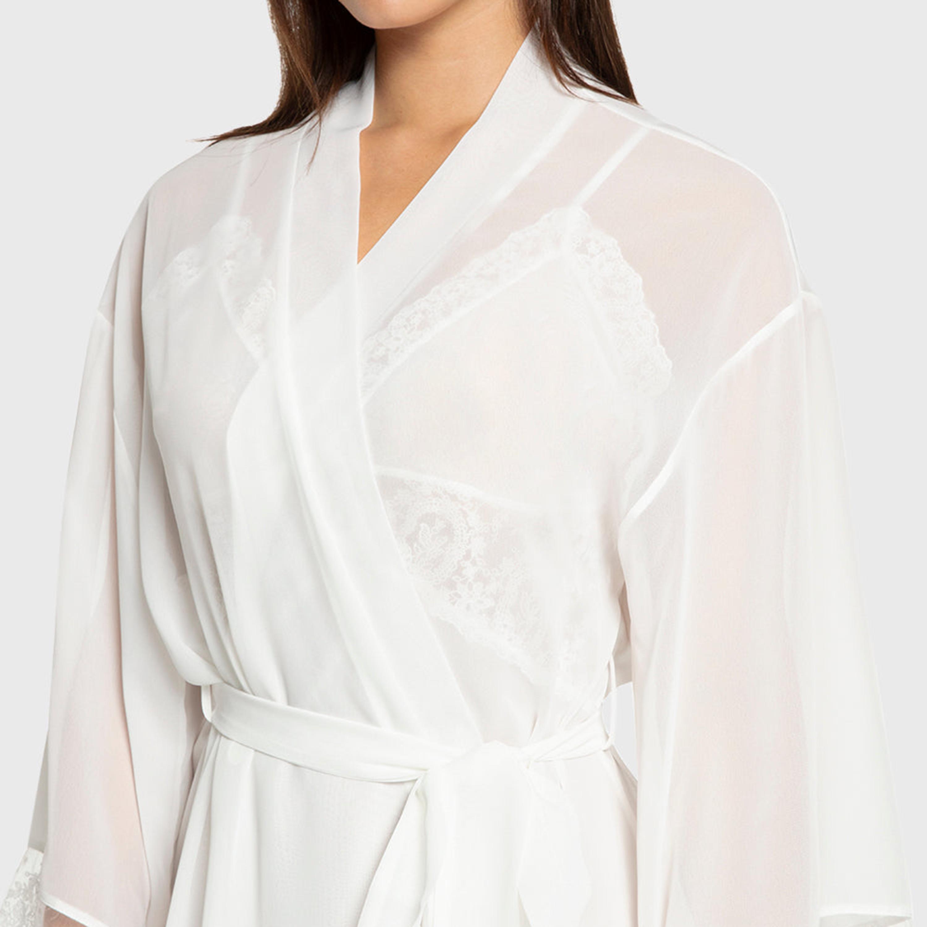 Isla & Evie Floral Lace Trim Surplice Neck Flared Sleeves Women's Robe-women-clothing-nightwear-robes-image-4