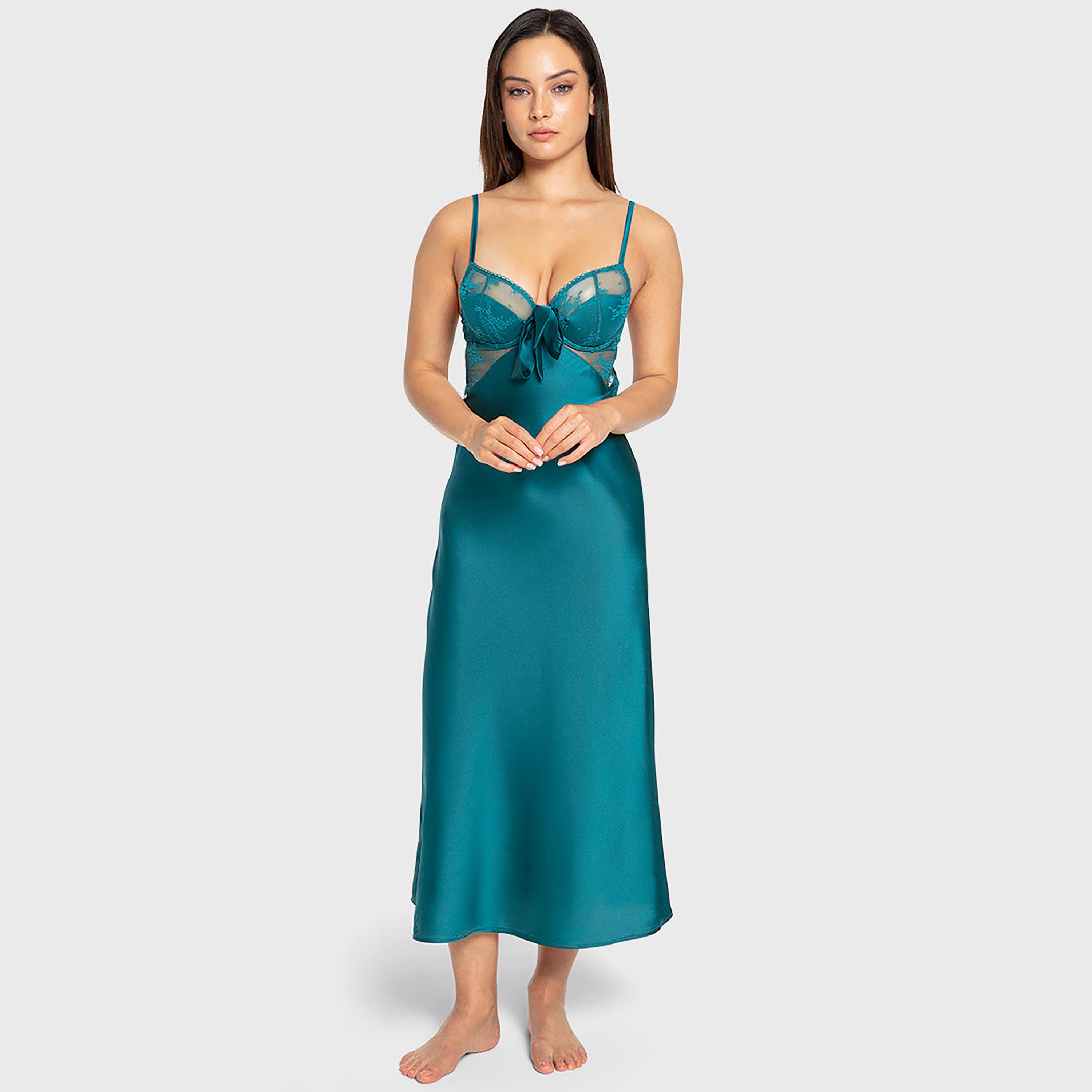 فستان نوم نسائي نايت دريس مطرز وحمالات رفيعة من إيسلا آند إيفي-women-clothing-nightwear-nighties-image-1