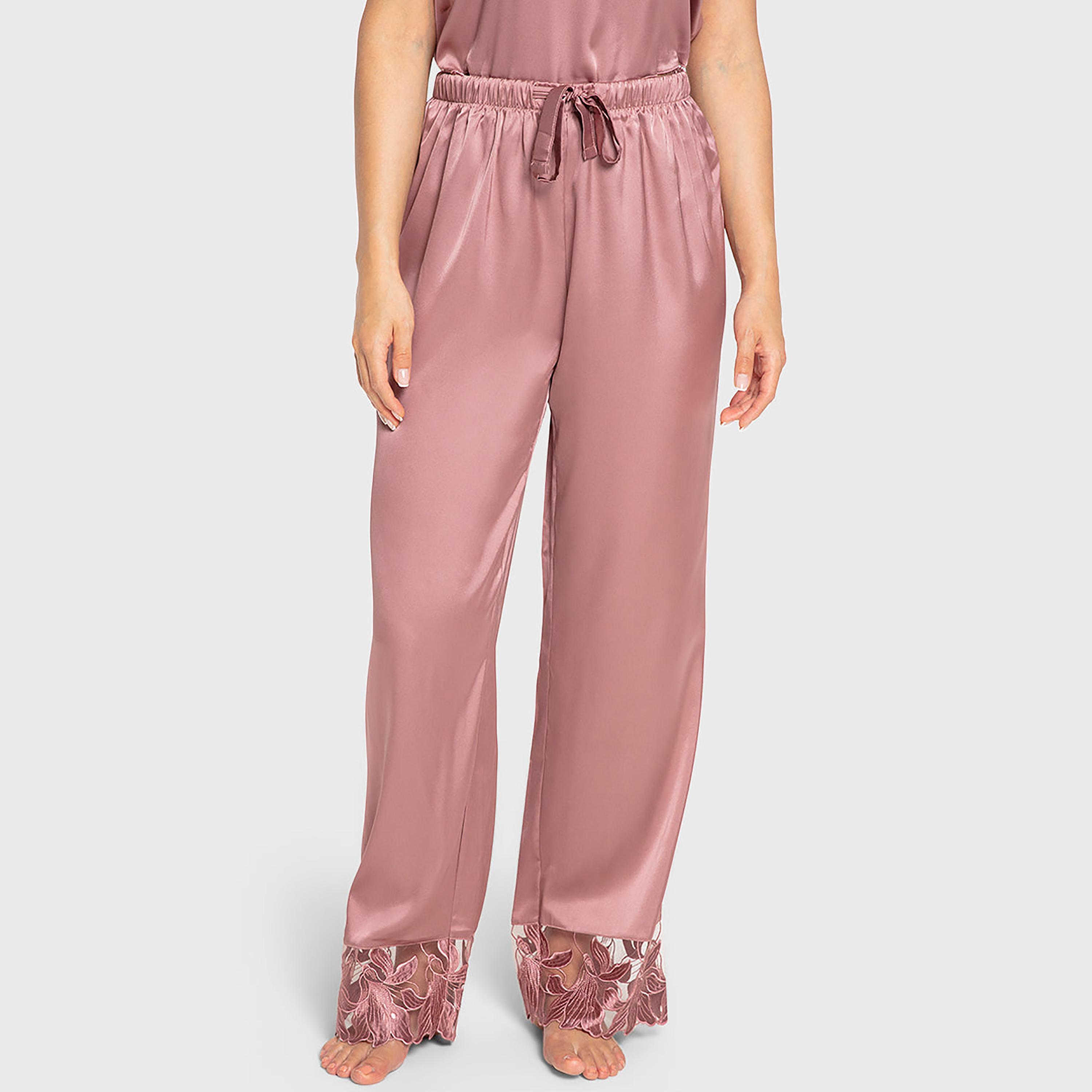 طقم نسائي كامي وبيجاما مطرز بالزهور وحمالات رفيعة من إيسلا آند إيفي-women-clothing-nightwear-pyjamas-longsets-image-4