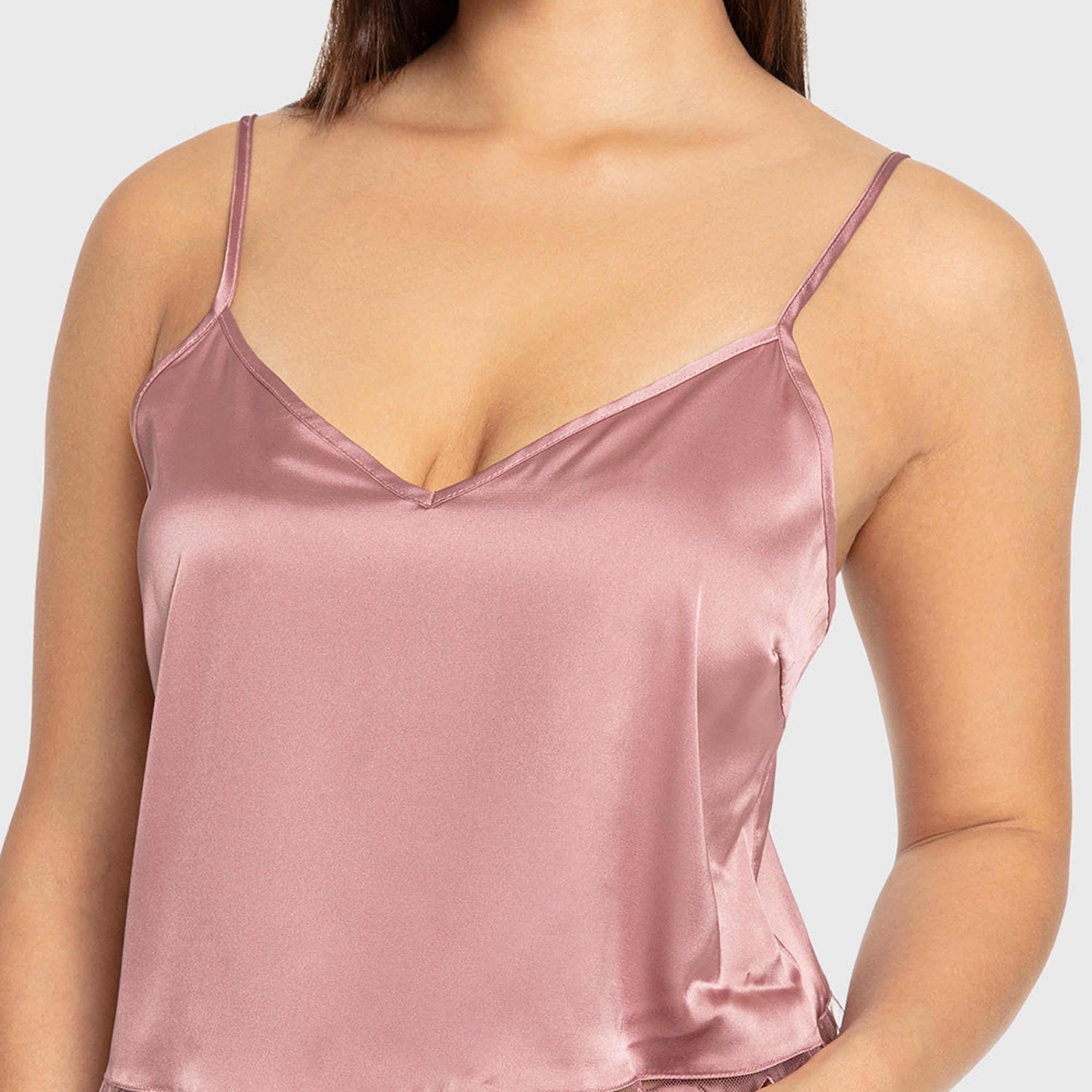 طقم نسائي كامي وبيجاما مطرز بالزهور وحمالات رفيعة من إيسلا آند إيفي-women-clothing-nightwear-pyjamas-longsets-image-6