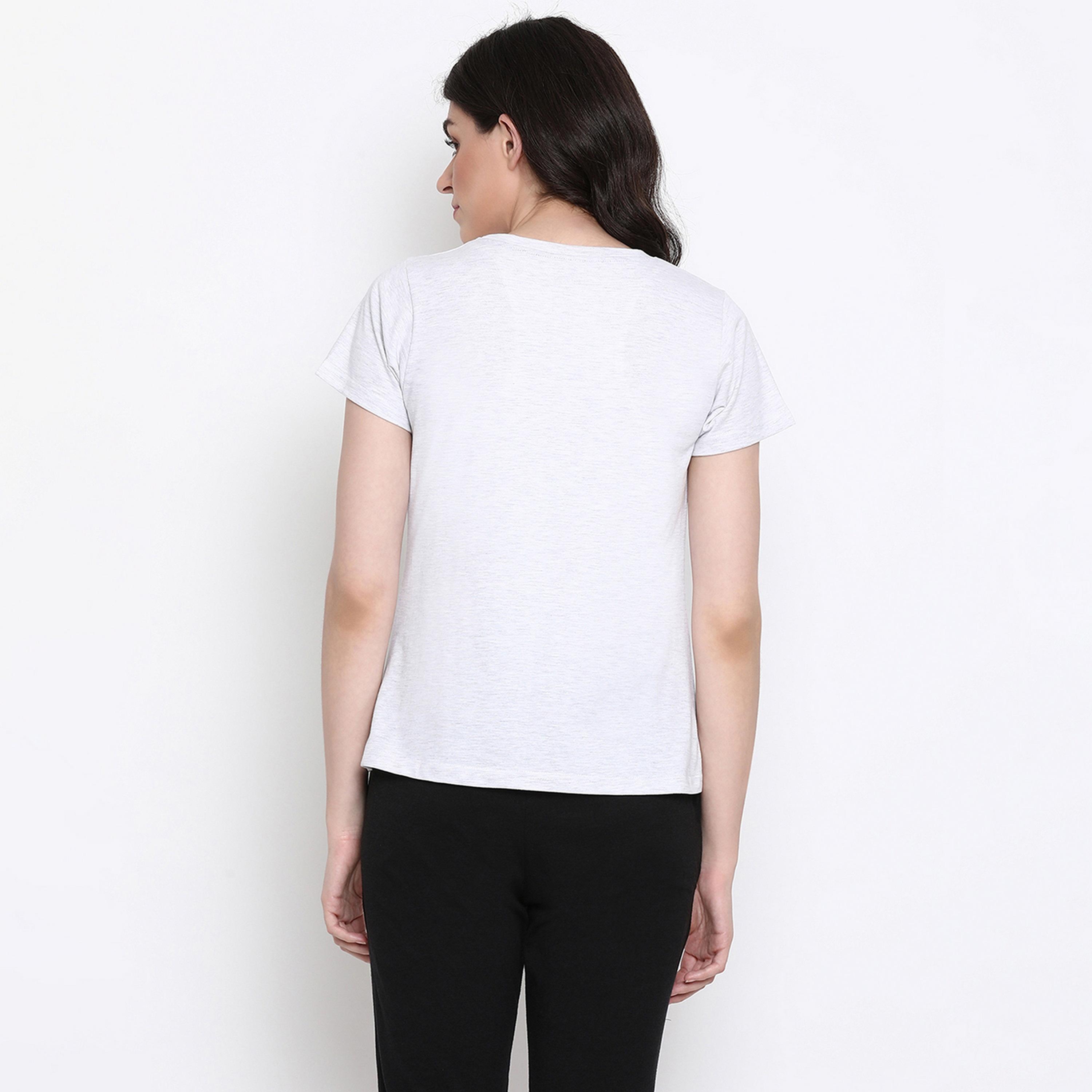 Clovia Print Me Pretty Women's Top in Grey - Pure Cotton-women-clothing-nightwear-pyjamas-tops-image-4