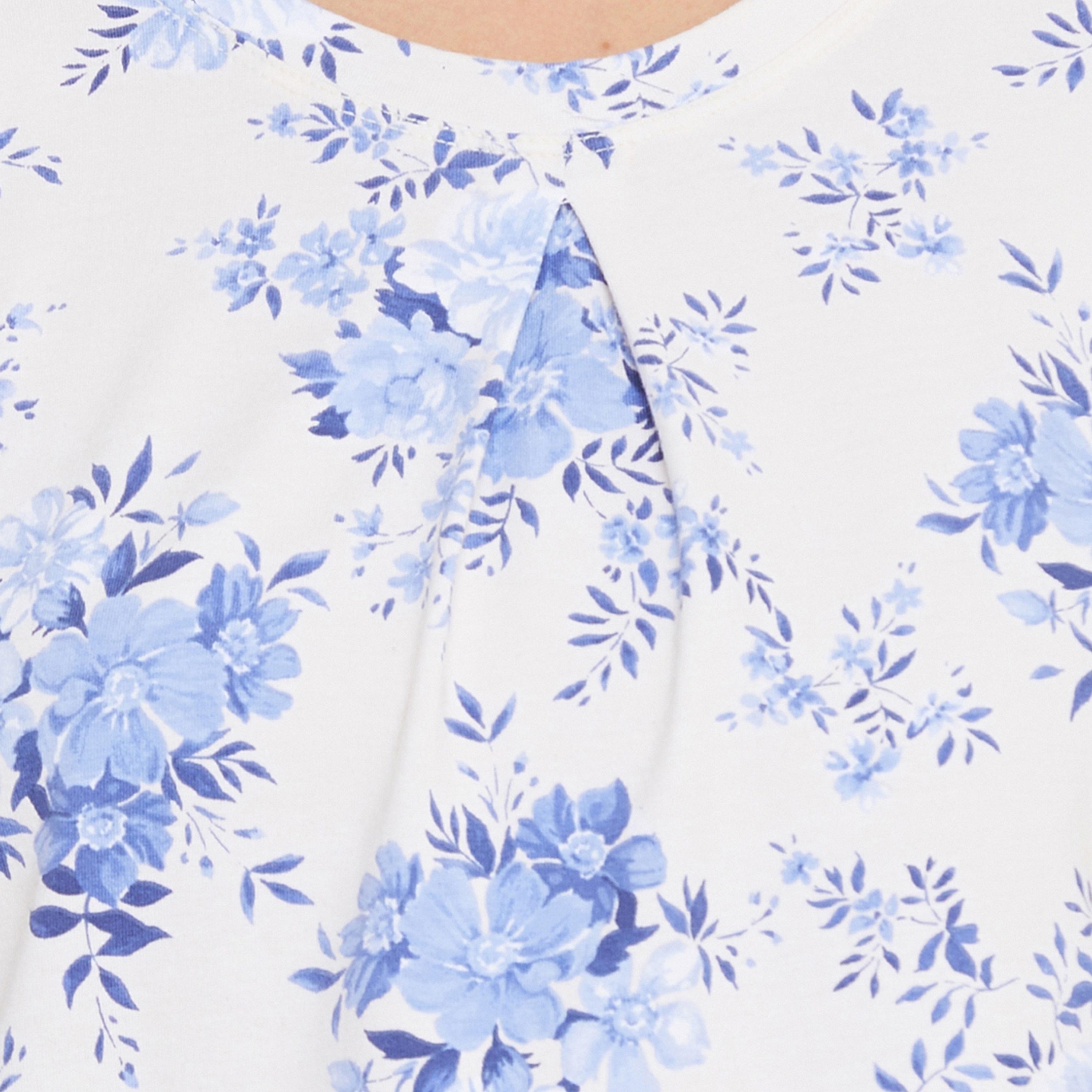 Clovia Pretty Women's Floral Top in White - Cotton Rich-women-clothing-nightwear-pyjamas-tops-image-5