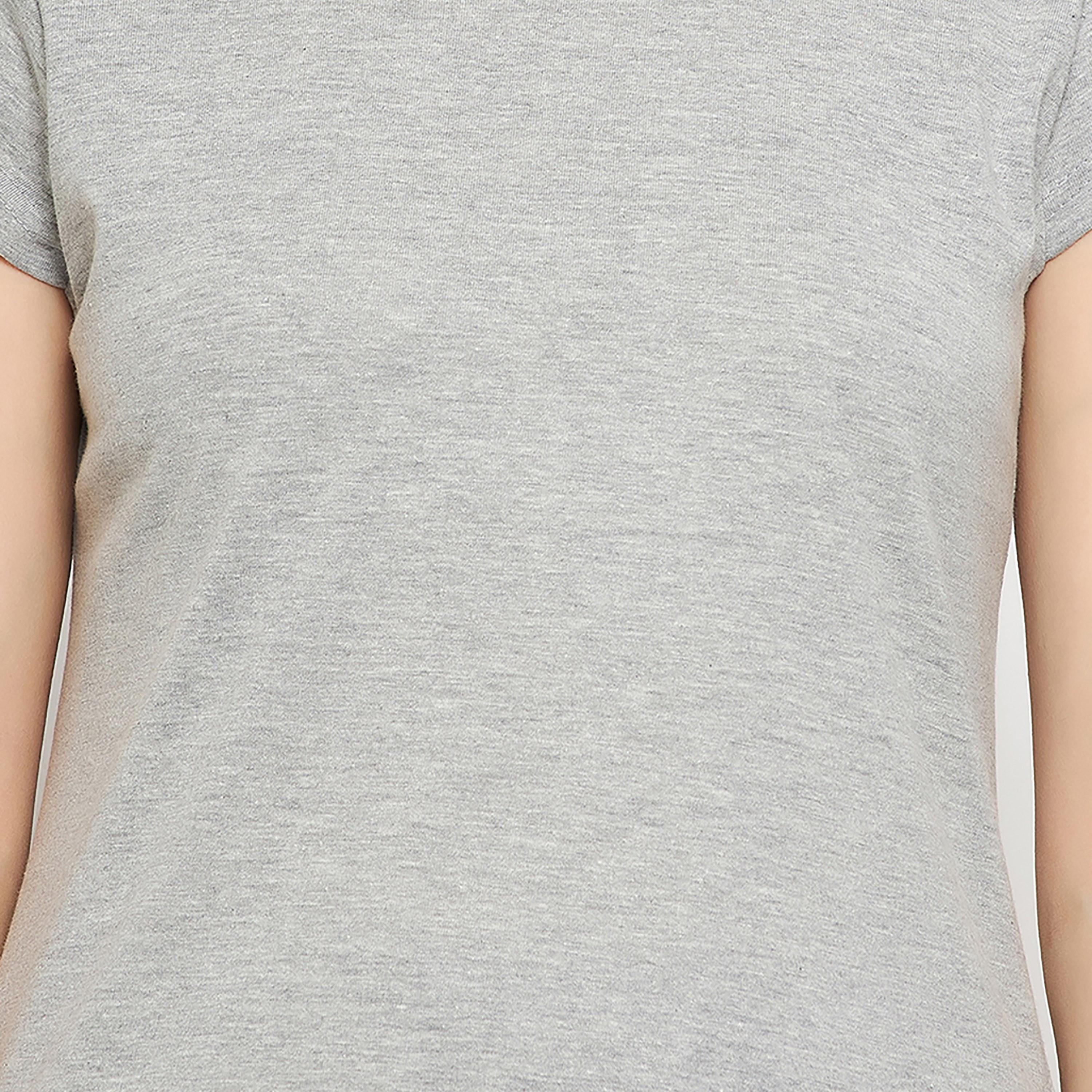 تي شيرت نسائي أساسي من Clovia Chic باللون الرمادي - 100% قطن-women-clothing-nightwear-pyjamas-tops-image-6
