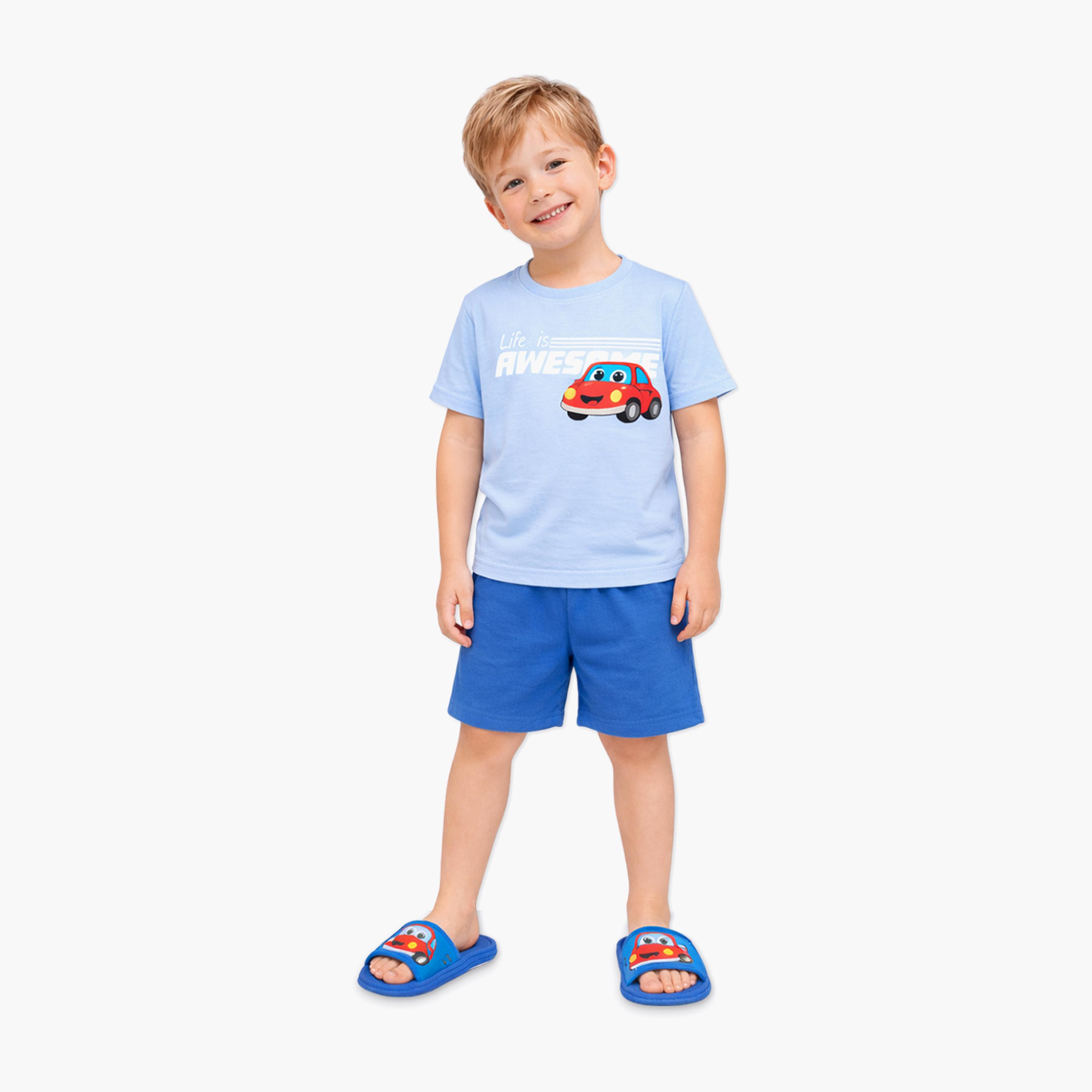 Luay Short Sleeves Cartoon Car Graphic T-Shirt & Shorts Set-boys-clothing-setsandcoords-image-1