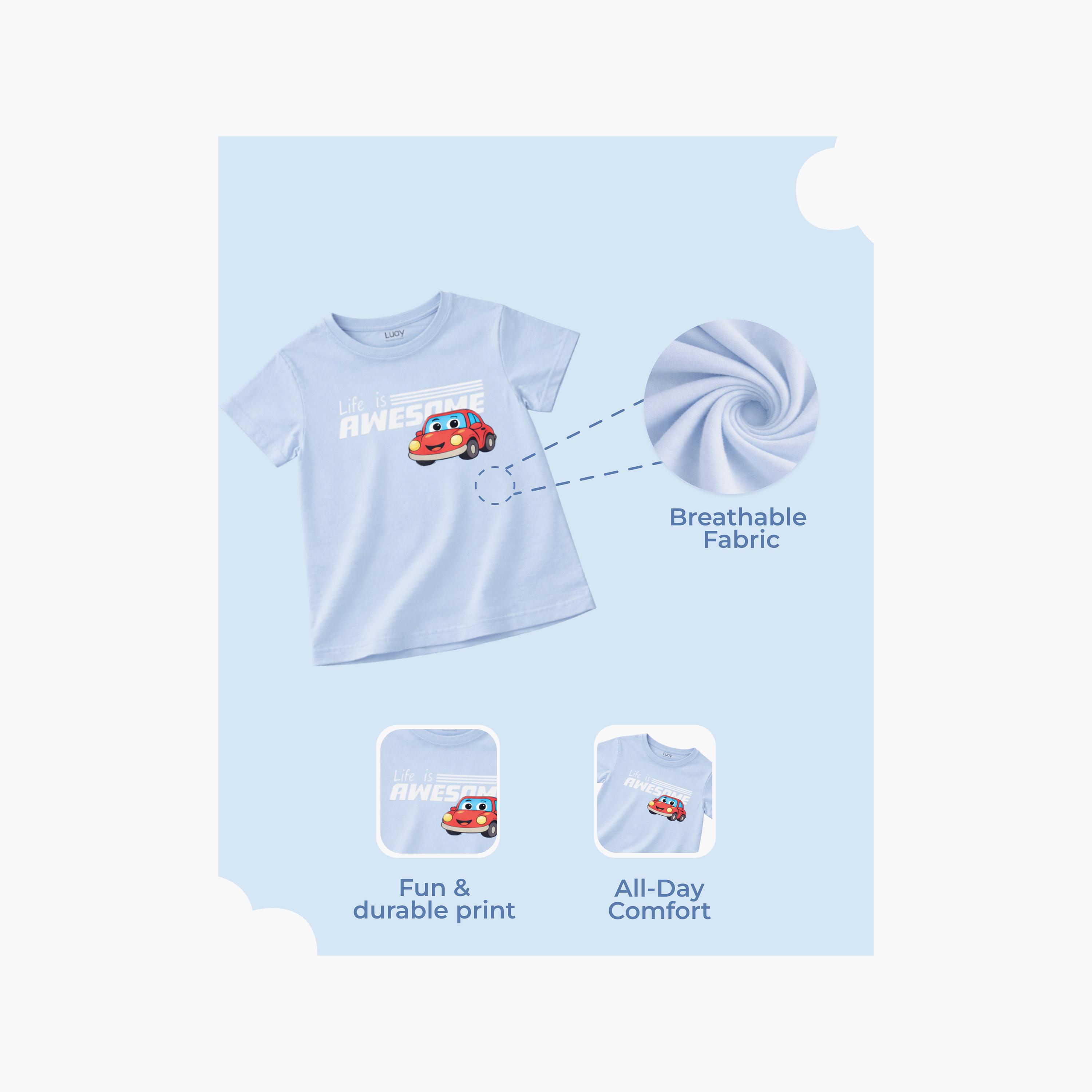 Luay Short Sleeves Cartoon Car Graphic T-Shirt & Shorts Set-boys-clothing-setsandcoords-image-5