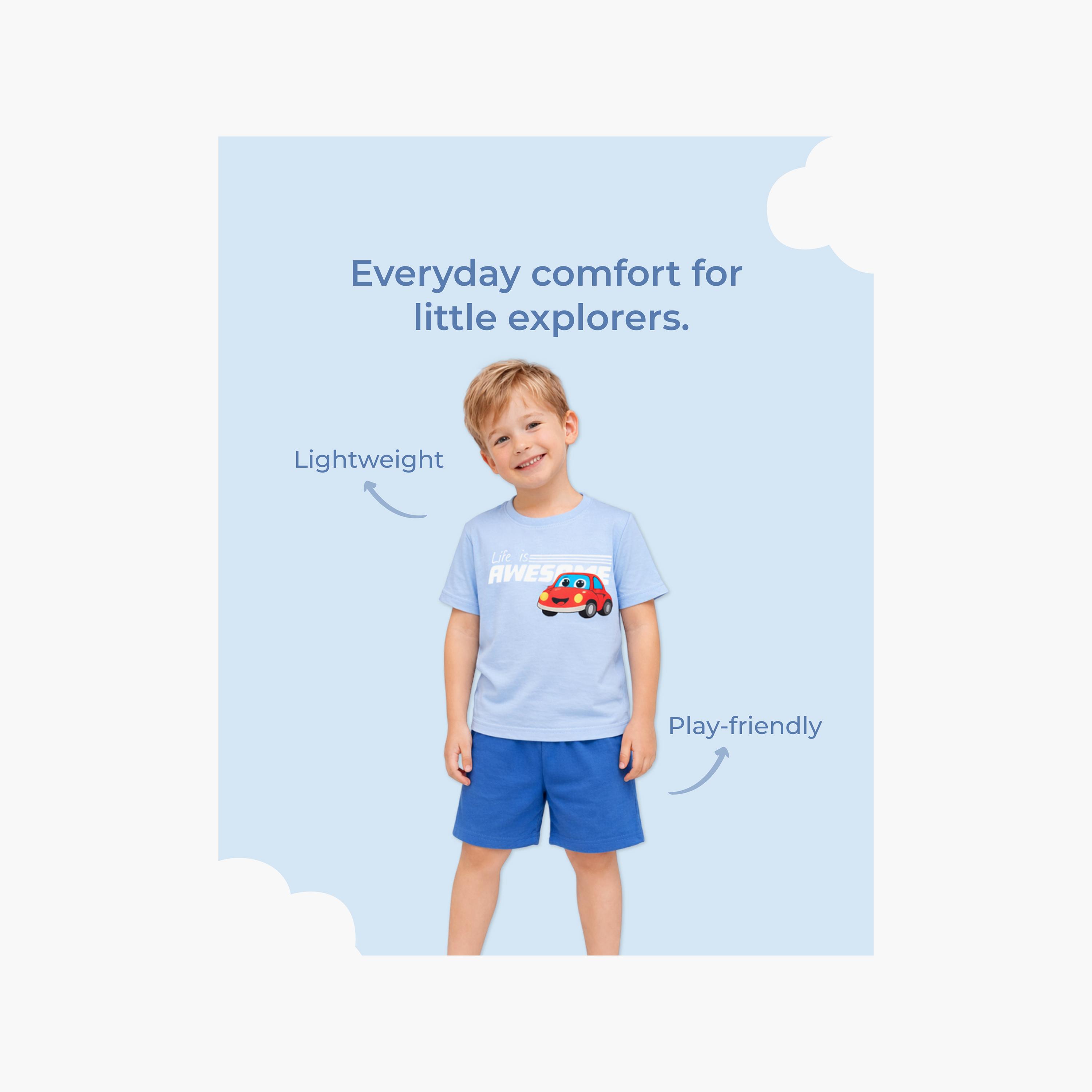 Luay Short Sleeves Cartoon Car Graphic T-Shirt & Shorts Set-boys-clothing-setsandcoords-image-7