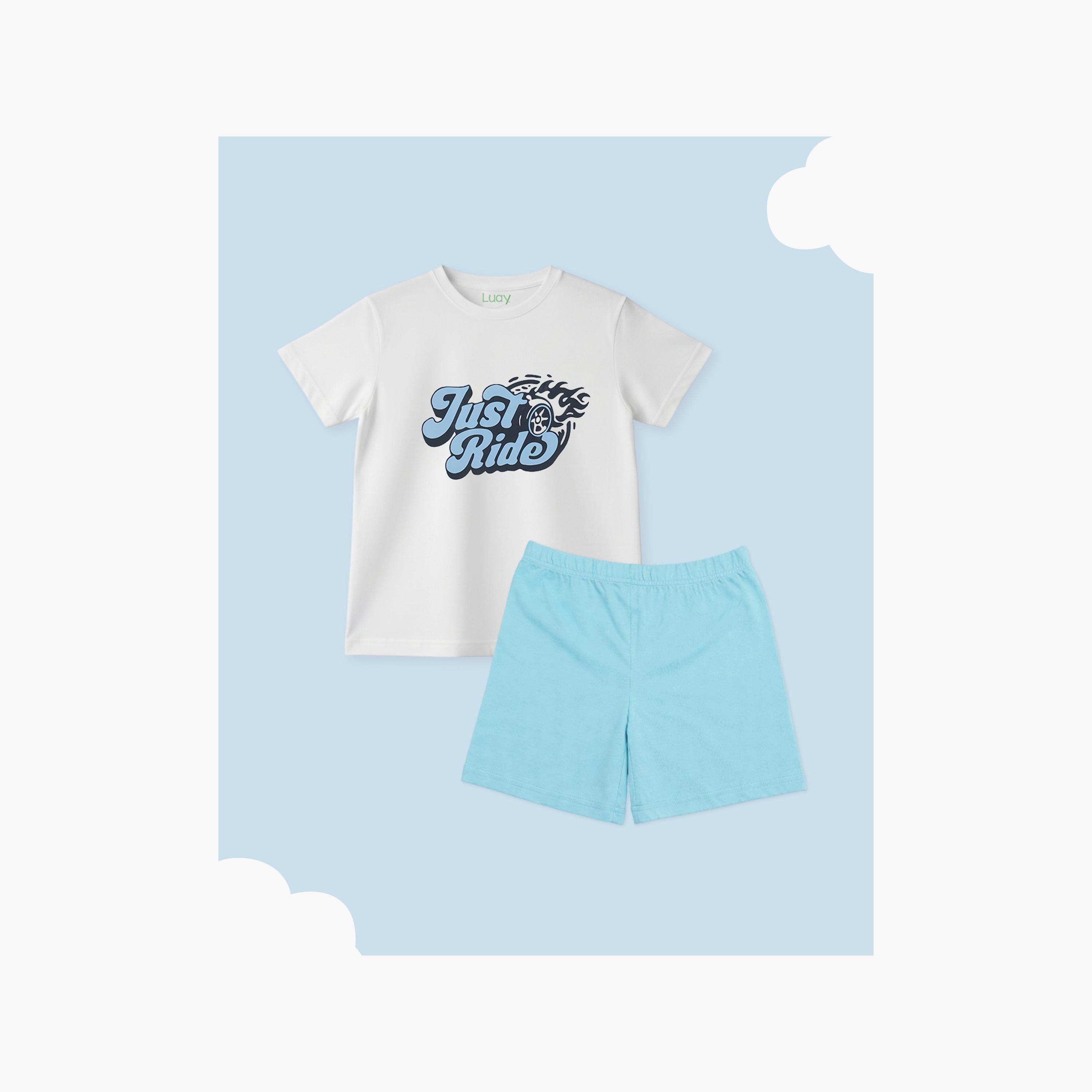 Luay Short Sleeves Just Ride Graphic T-Shirt & Shorts Set-boys-clothing-setsandcoords-image-2