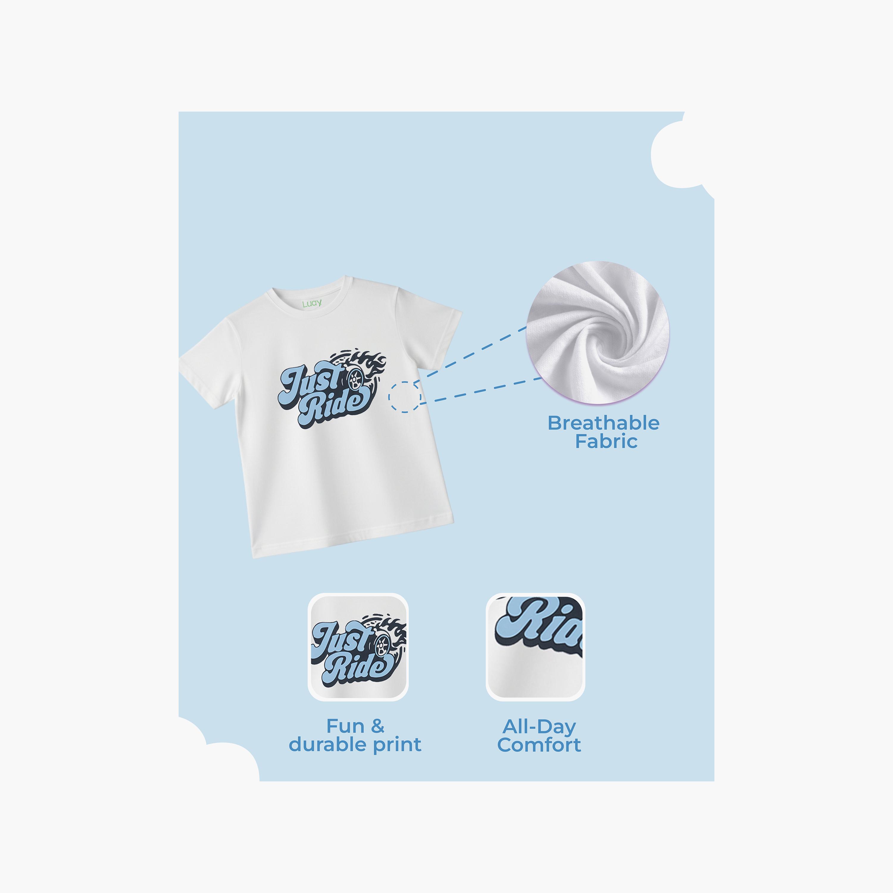 Luay Short Sleeves Just Ride Graphic T-Shirt & Shorts Set-boys-clothing-setsandcoords-image-5