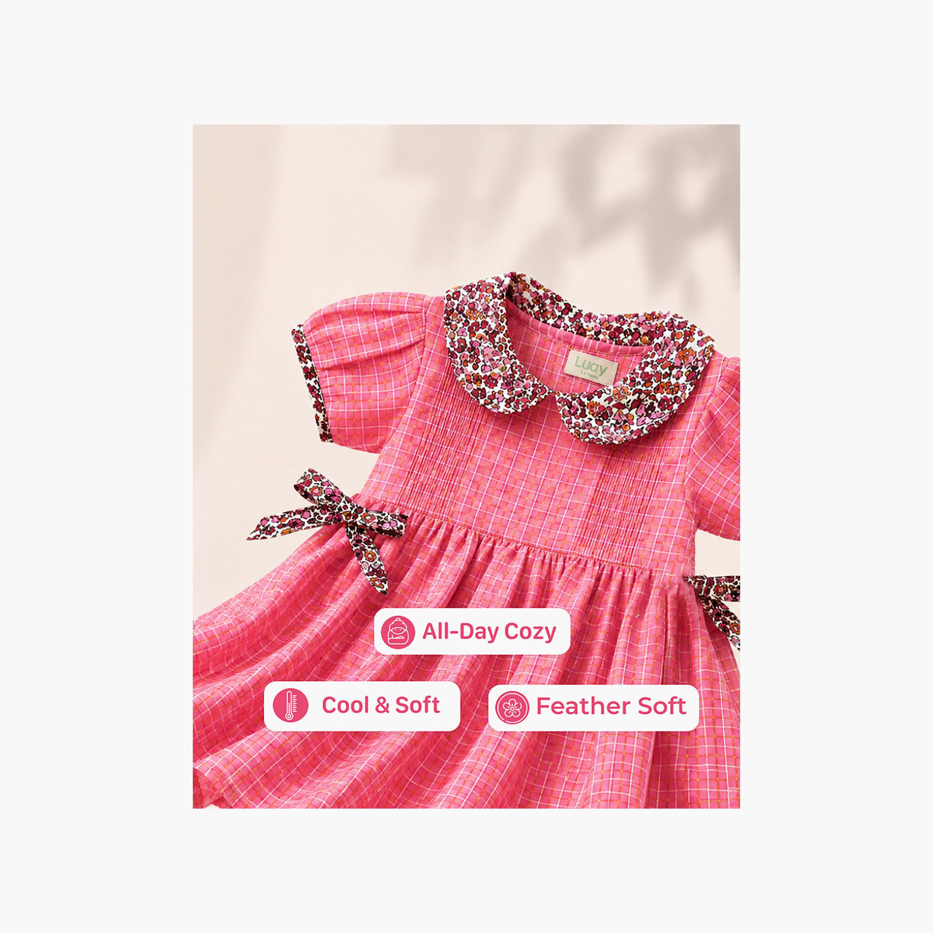 فستان بناتي بياقة بيتر بان وتطريز زهور وأكمام منتفخة من لواي-girls-clothing-dressesandjumpsuits-image-6