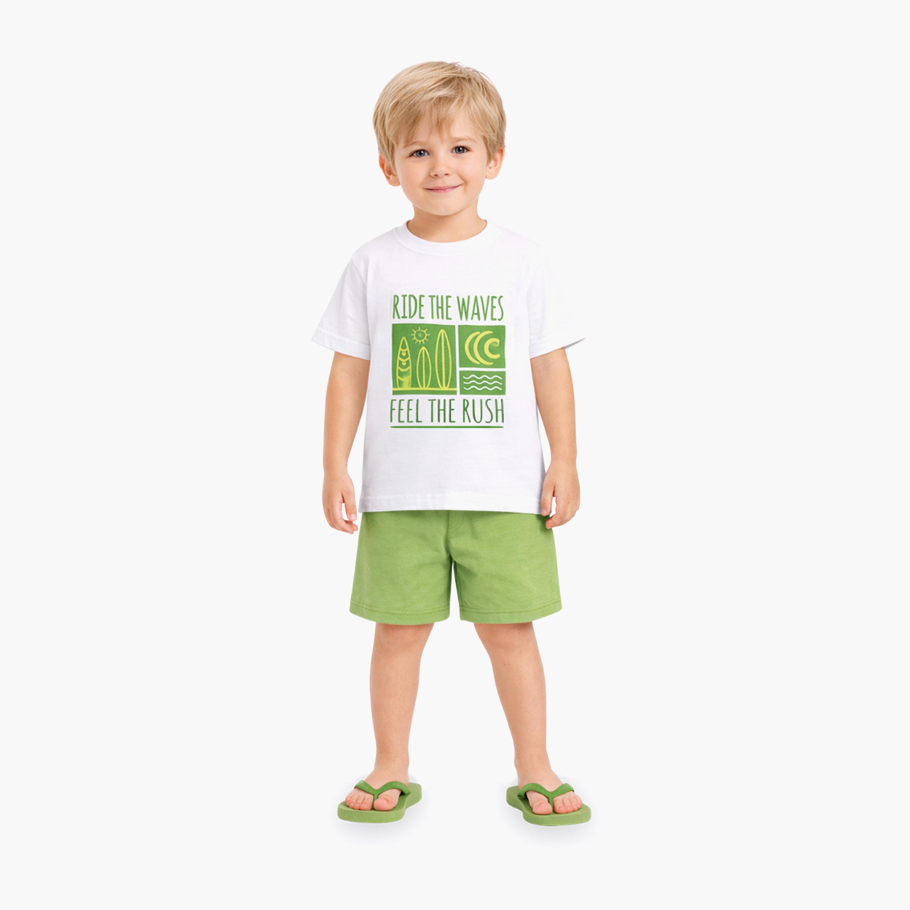 Luay Short Sleeves Ride The Waves Graphic T-Shirt & Shorts Set-boys-clothing-setsandcoords-image-1