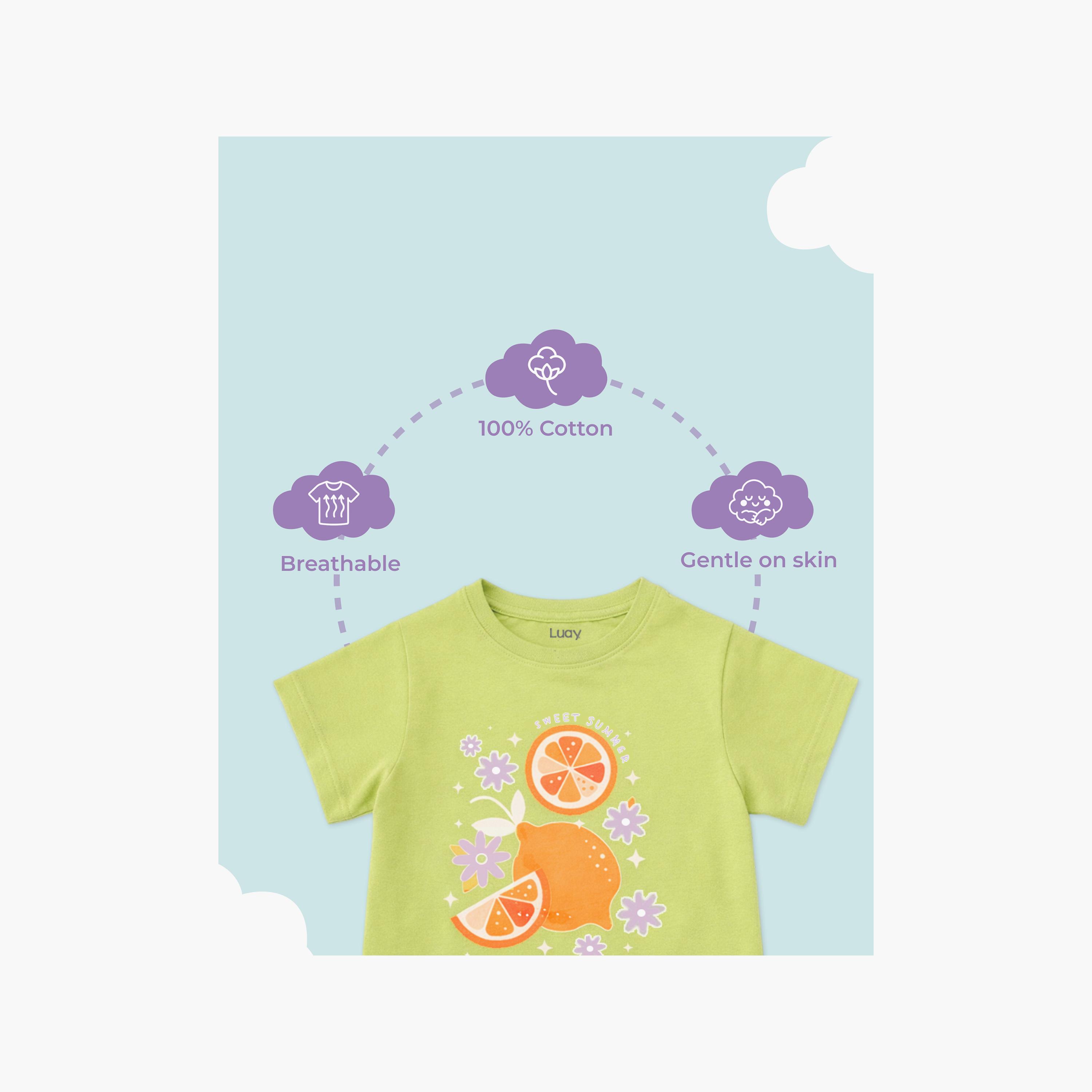 Luay Short Sleeves Lemon Graphic T-Shirt & Shorts Set-girls-clothing-setsandcoords-image-4