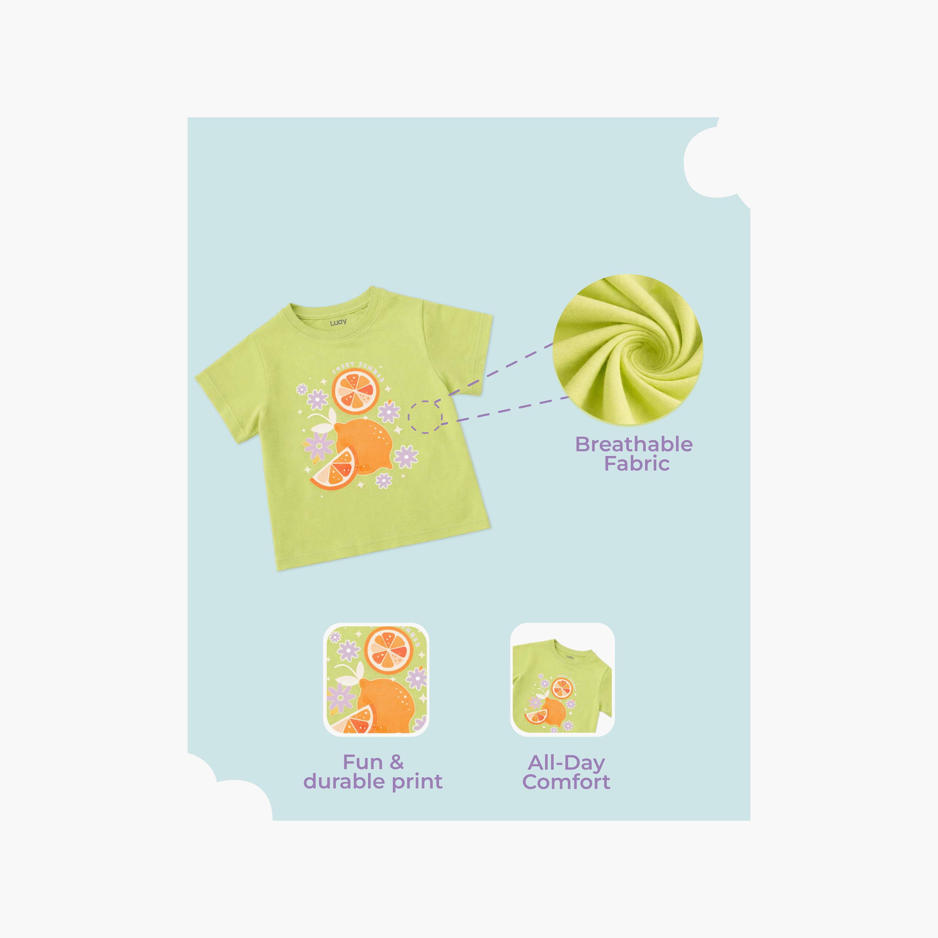 Luay Short Sleeves Lemon Graphic T-Shirt & Shorts Set-girls-clothing-setsandcoords-image-5
