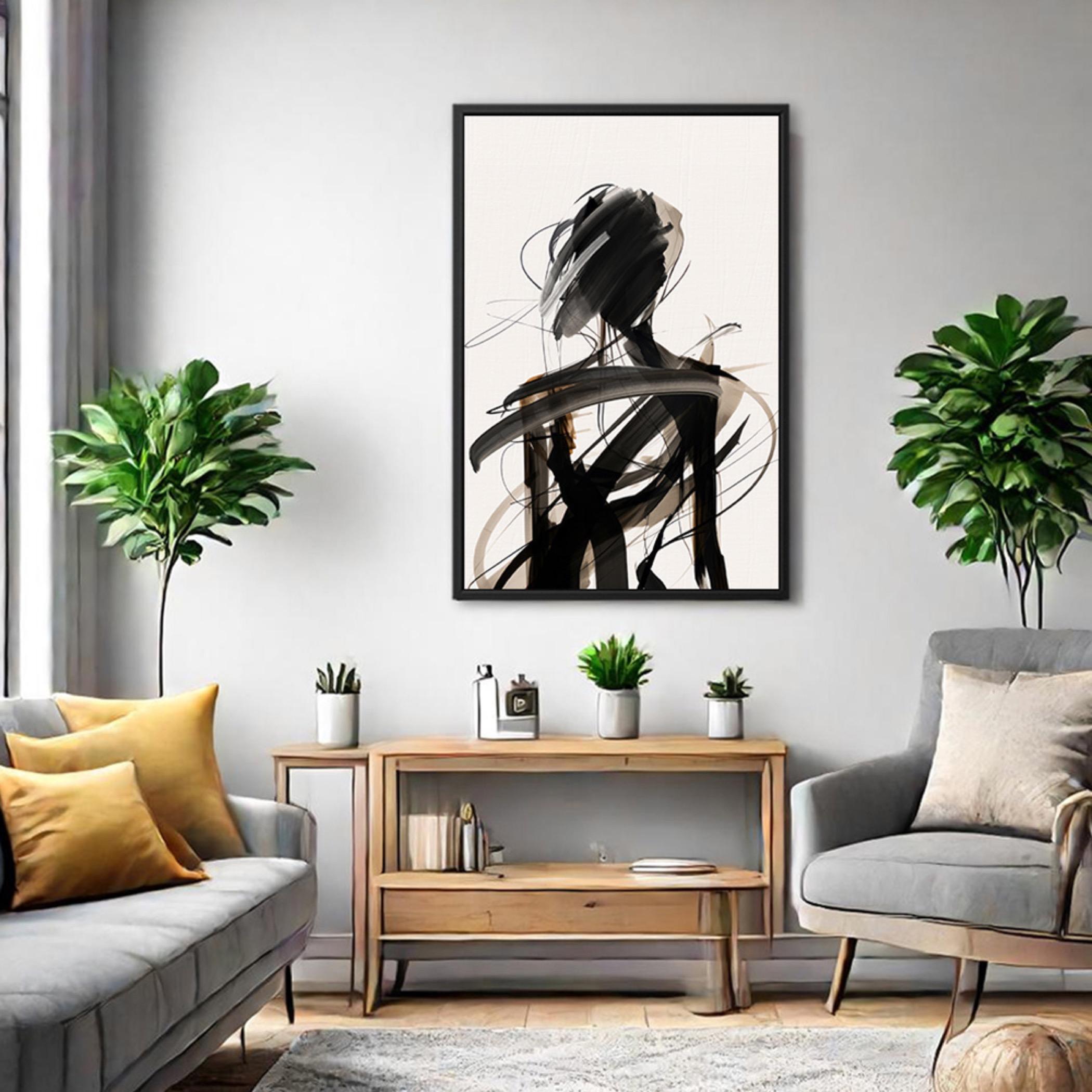 Abstract Canvas Wall Art Black Frame-household-walldecorandmirrors-wallart-image-5