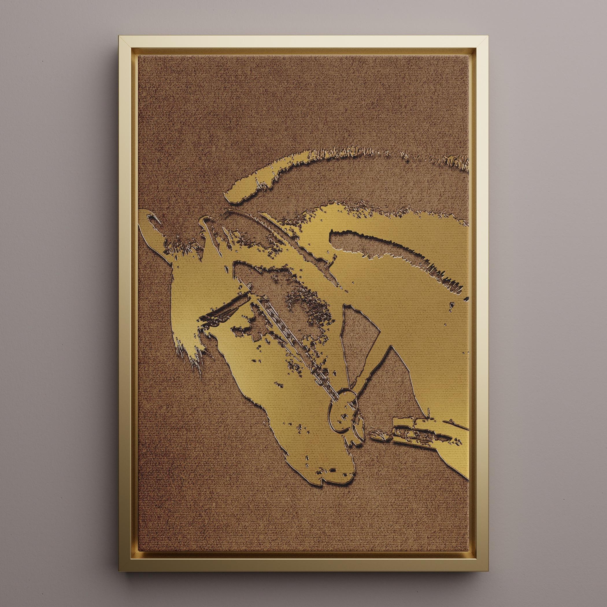 Golden Horse Abstract Canvas Art-household-walldecorandmirrors-wallart-image-1