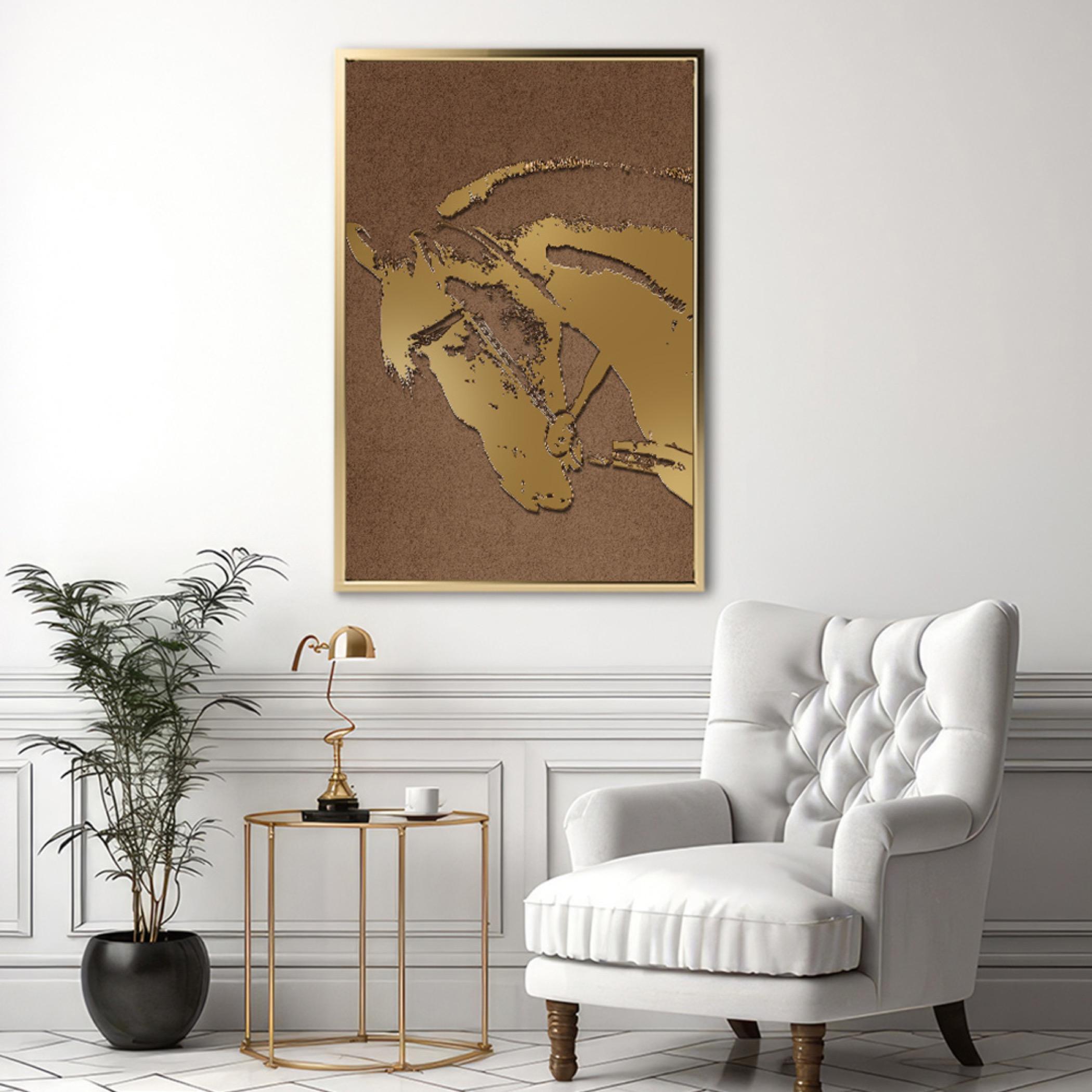 Golden Horse Abstract Canvas Art-household-walldecorandmirrors-wallart-image-2