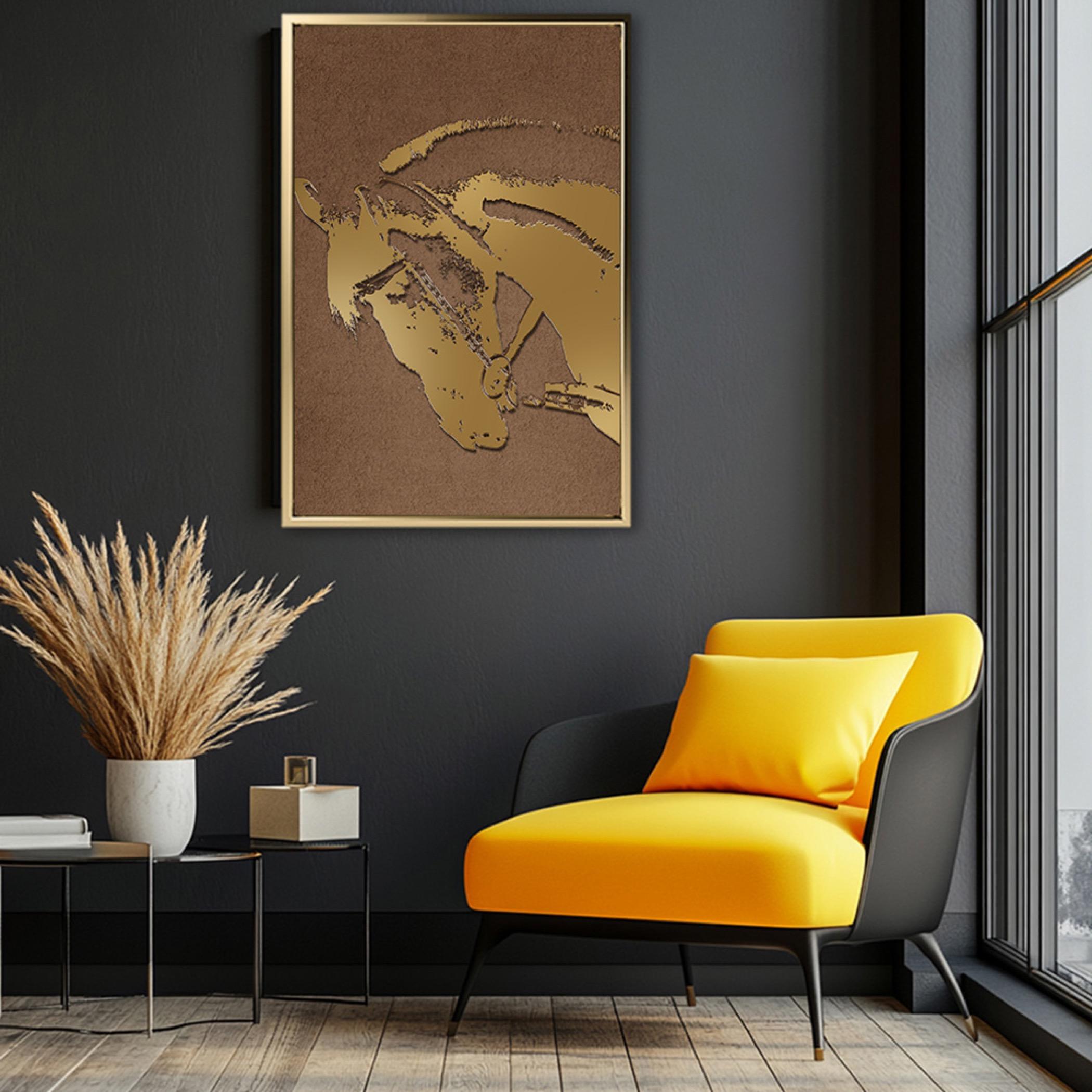 Golden Horse Abstract Canvas Art-household-walldecorandmirrors-wallart-image-3