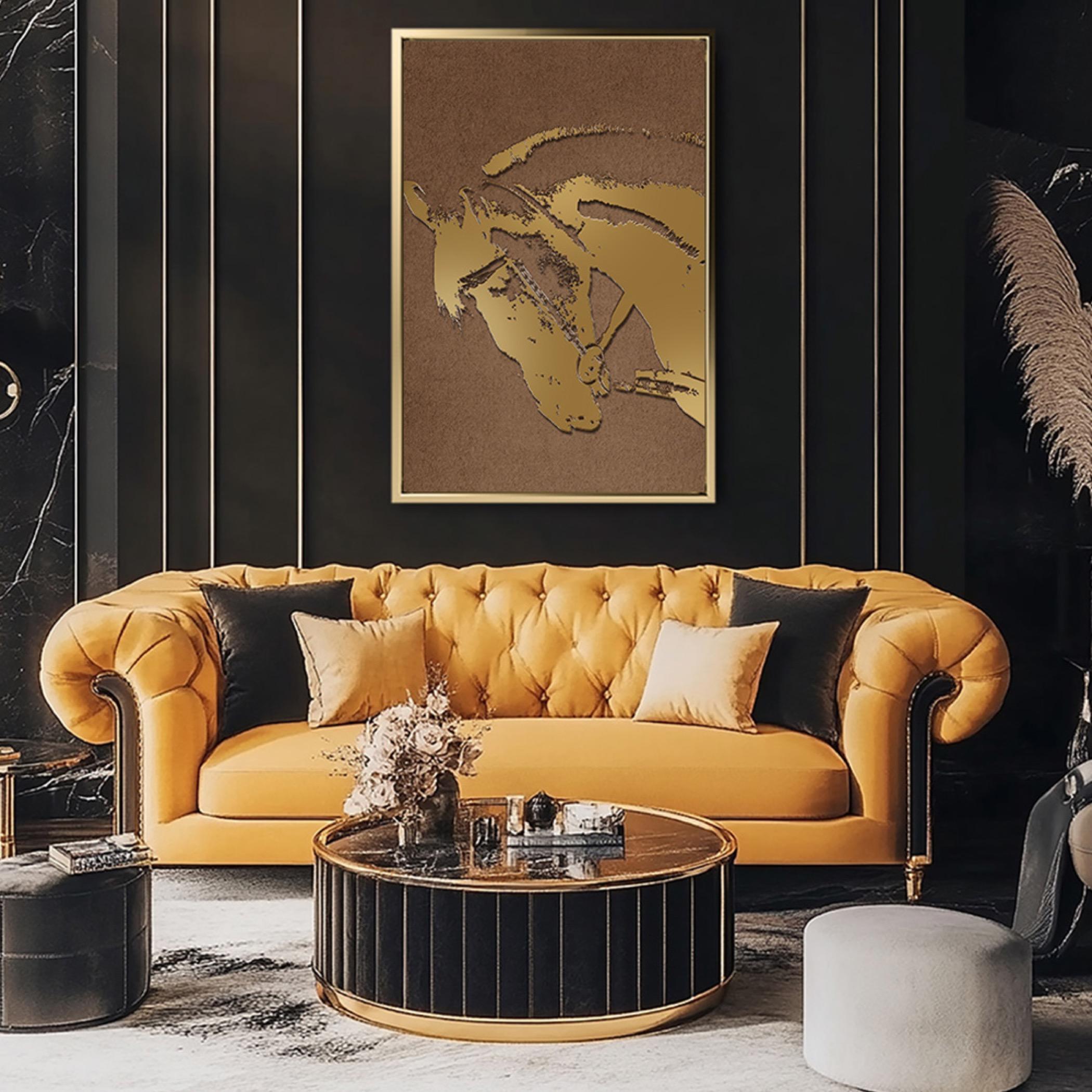 Golden Horse Abstract Canvas Art-household-walldecorandmirrors-wallart-image-6