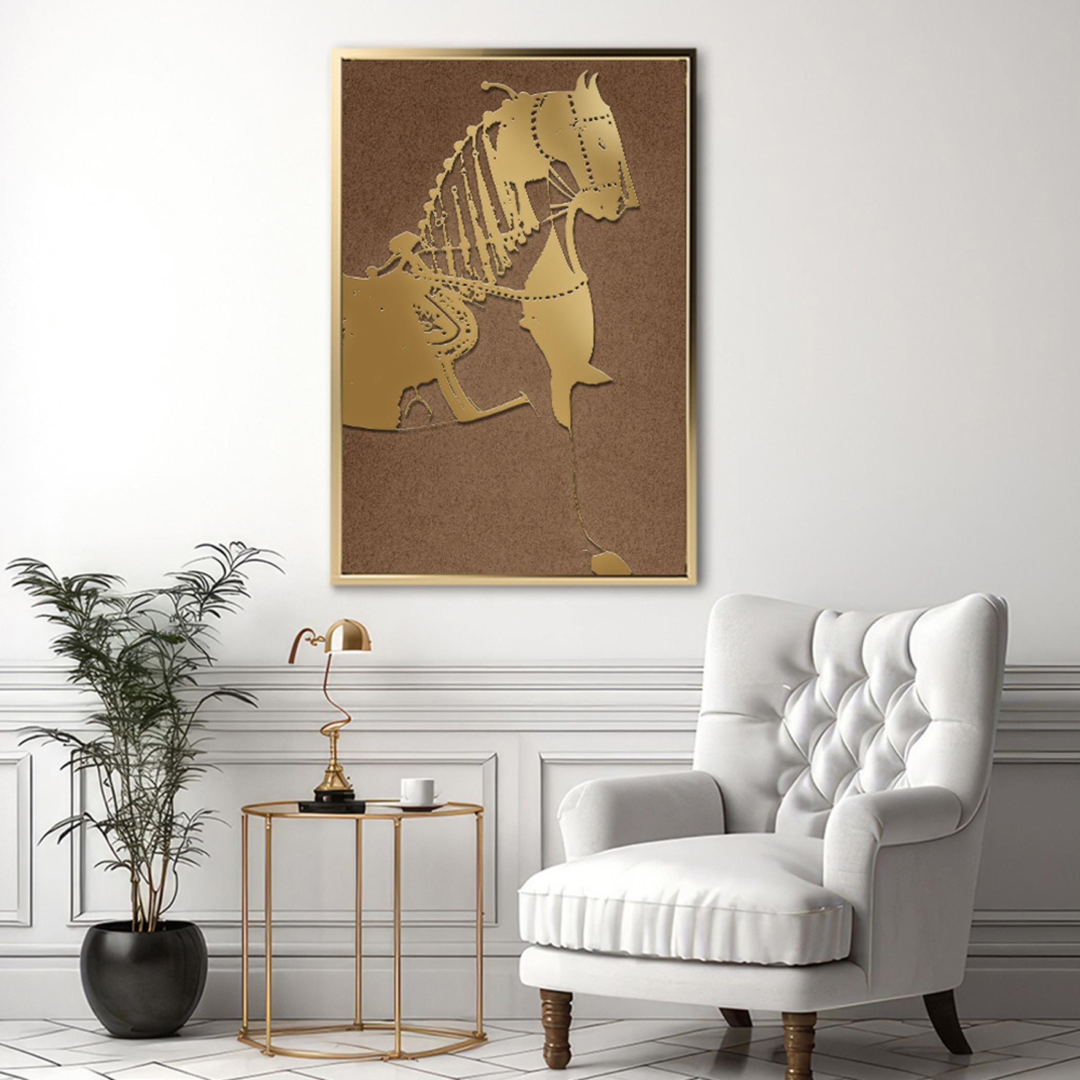 Golden Horse Canvas Wall Art-household-walldecorandmirrors-wallart-image-2