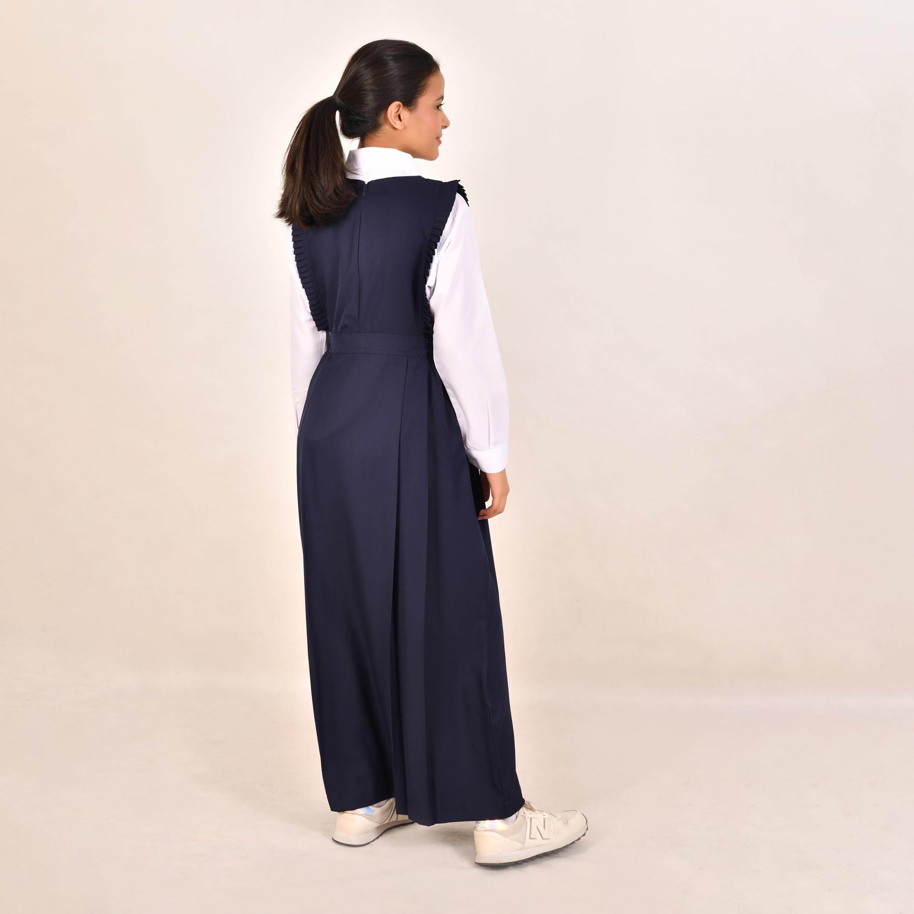 Hawraa Linen Square Neck Sleeveless Girls Pinafore Dress-girls-clothing-dressesandjumpsuits-image-5
