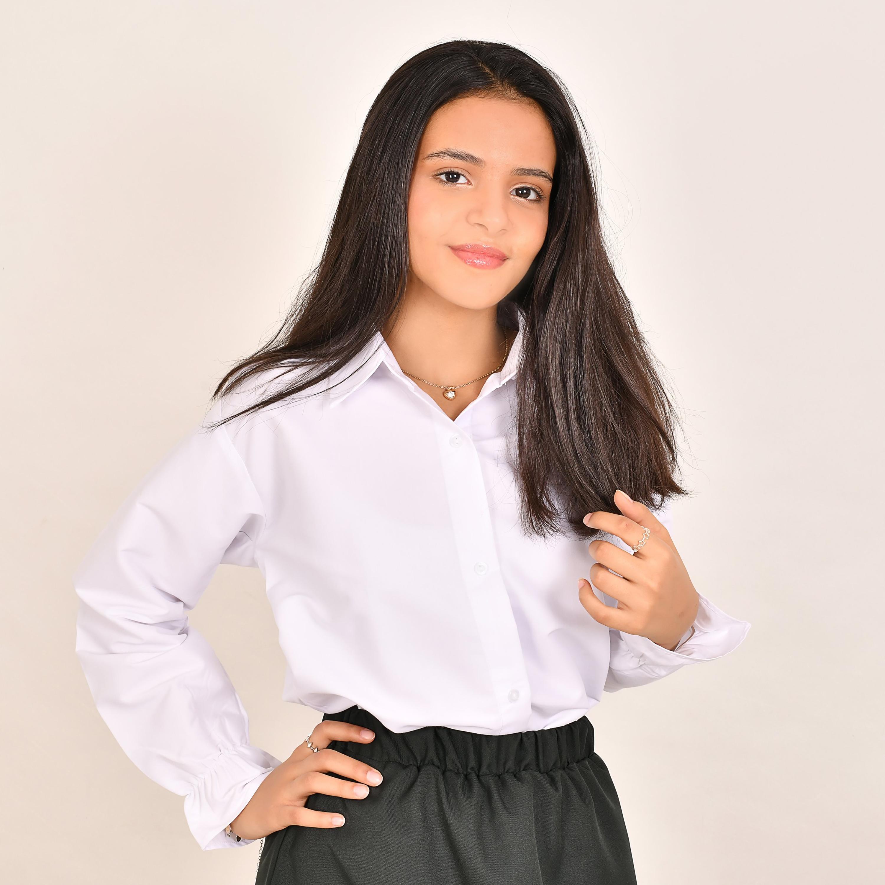 قميص بناتي من الكتان الأبيض السادة بياقة وأكمام طويلة من حوراء-girls-clothing-schoolwear-blousesandshirts-image-3