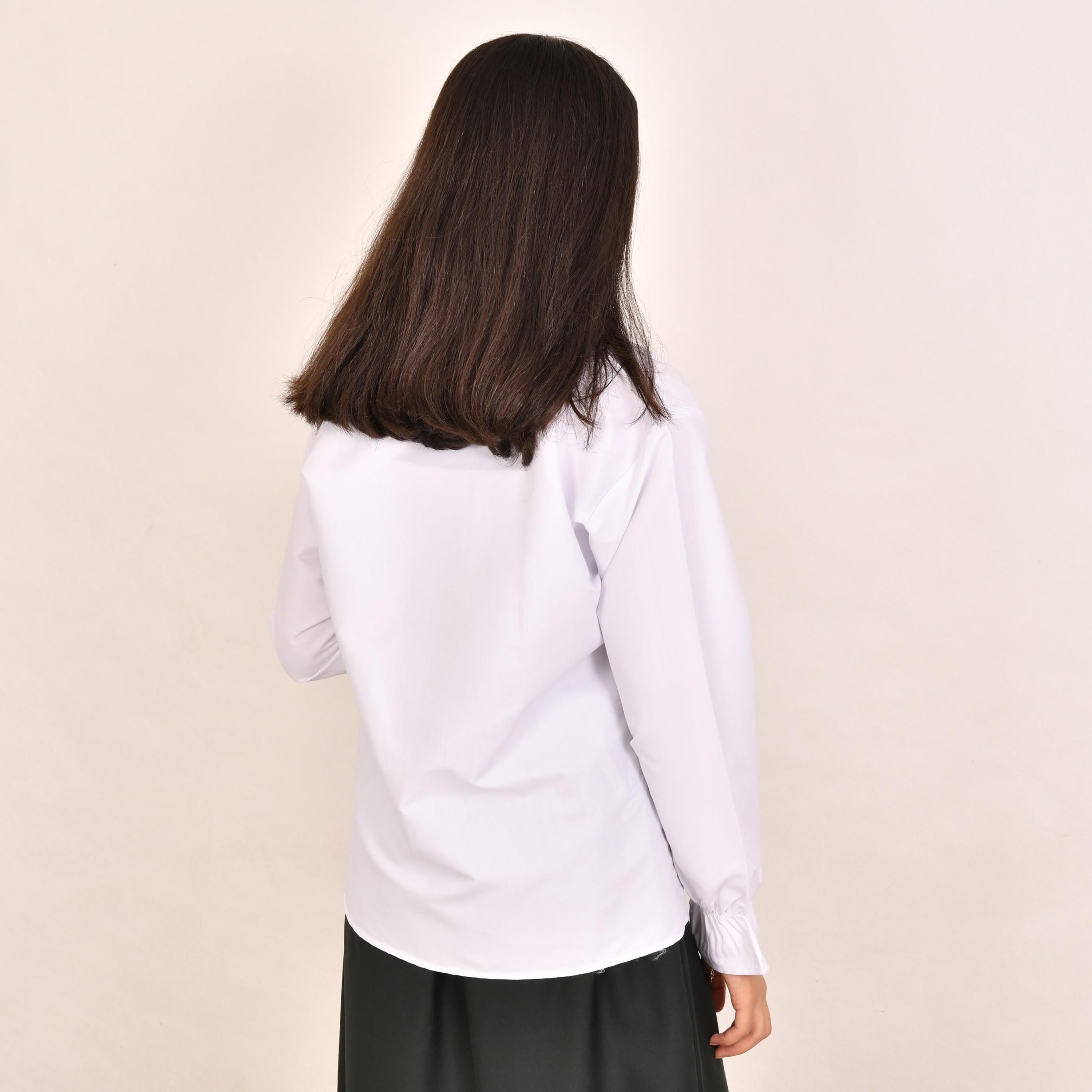 قميص بناتي من الكتان الأبيض السادة بياقة وأكمام طويلة من حوراء-girls-clothing-schoolwear-blousesandshirts-image-2