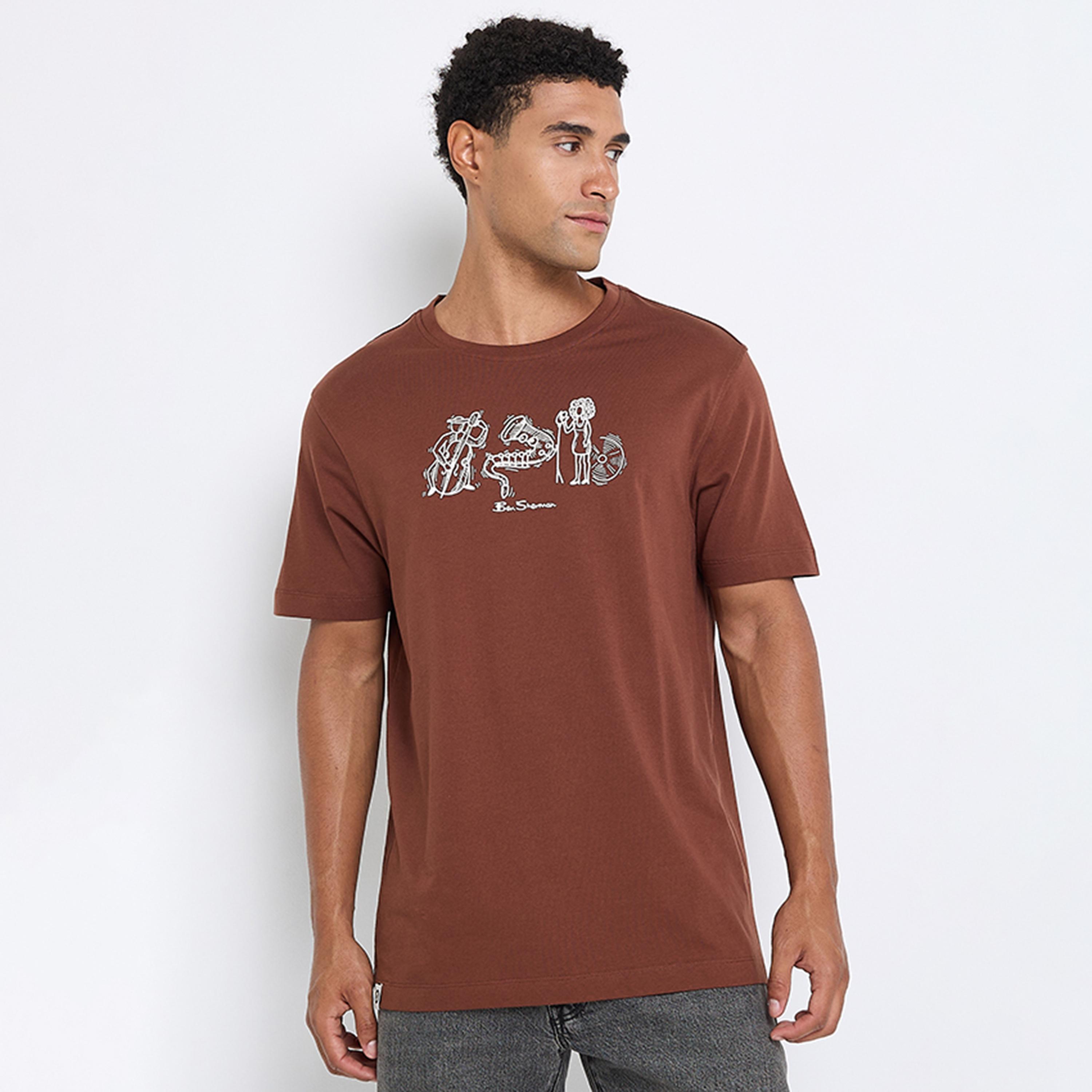 تيشيرت رجالي بياقة دائرية وأكمام قصيرة مطبوع من بن شيرمان-men-clothing-tshirtsandpolos-tshirts-image-5