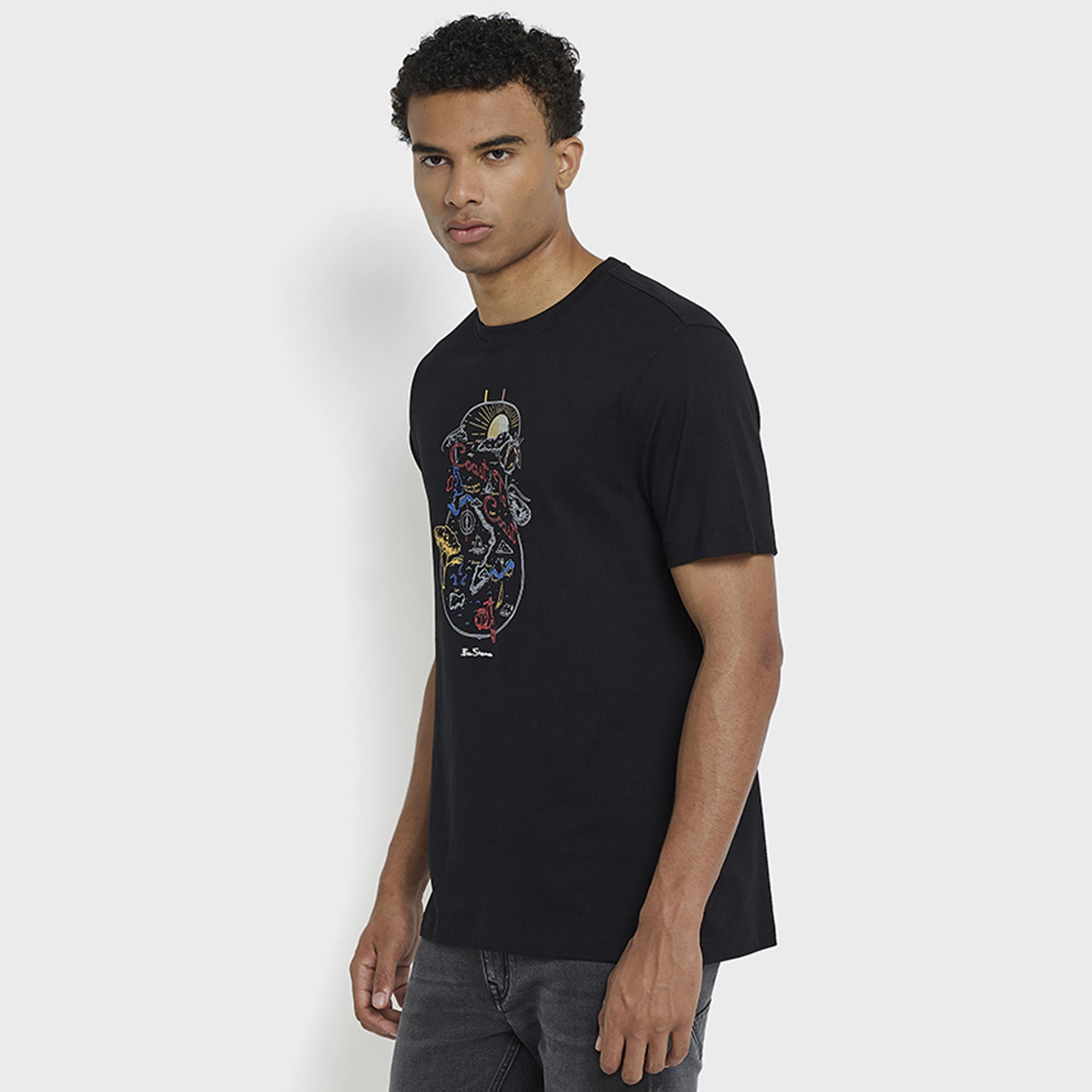 تيشيرت رجالي بياقة دائرية وأكمام قصيرة مطبوع برسومات جرافيكية من بن شيرمان-men-clothing-tshirtsandpolos-tshirts-image-7