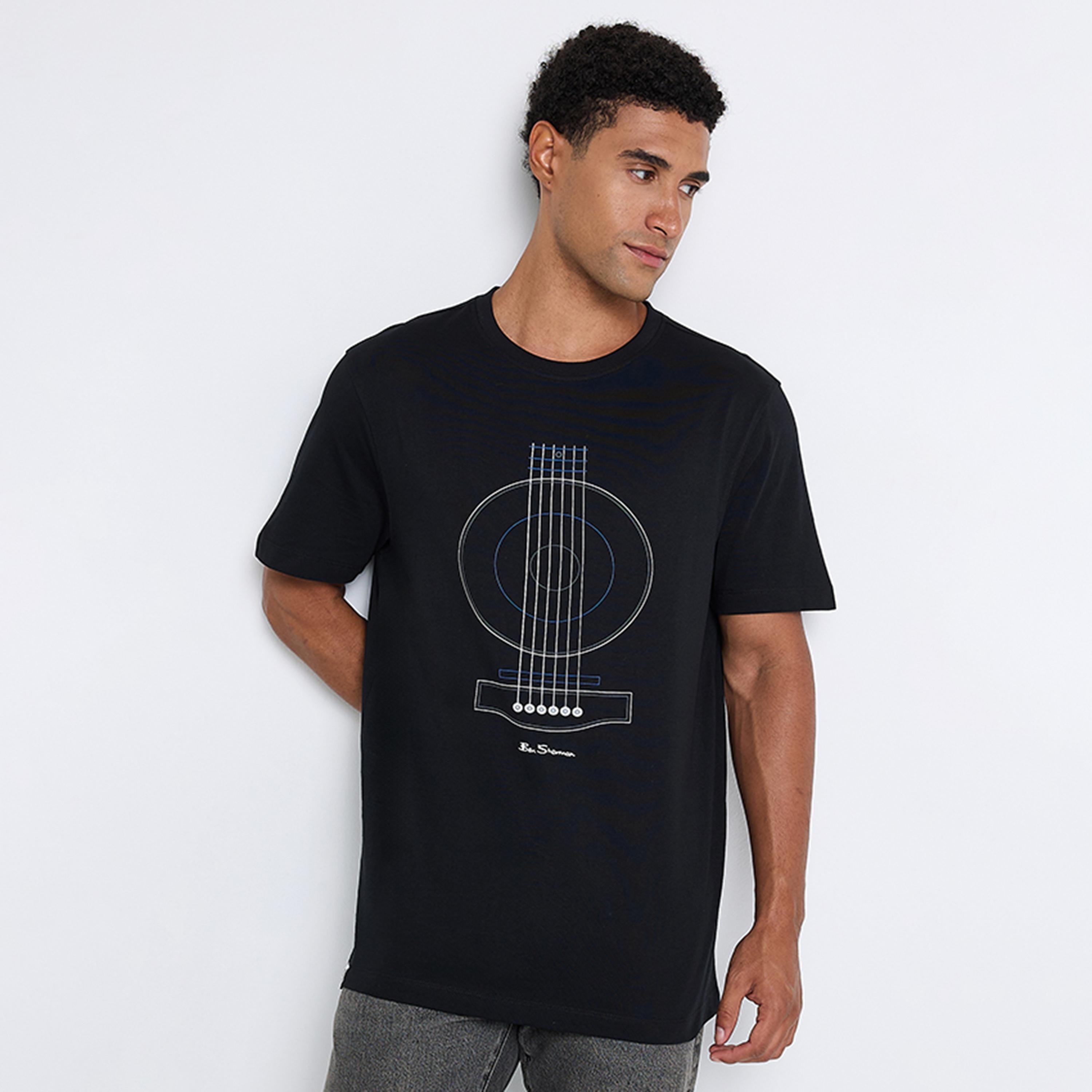 تيشيرت رجالي بياقة دائرية وأكمام قصيرة مطبوع برسومات جرافيكية من بن شيرمان-men-clothing-tshirtsandpolos-tshirts-image-5
