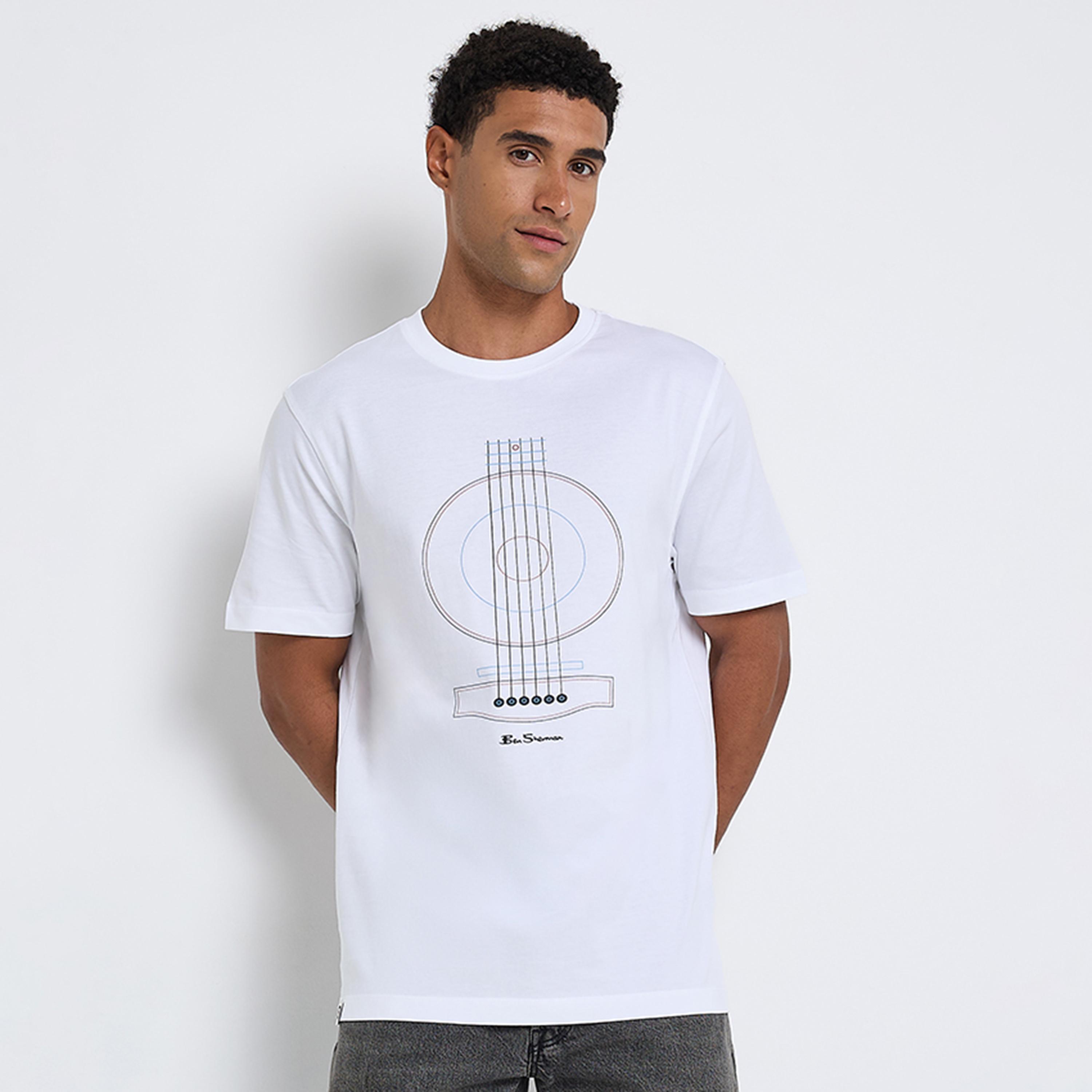 تيشيرت رجالي بياقة دائرية وأكمام قصيرة مطبوع برسومات جرافيكية من بن شيرمان-men-clothing-tshirtsandpolos-tshirts-image-1