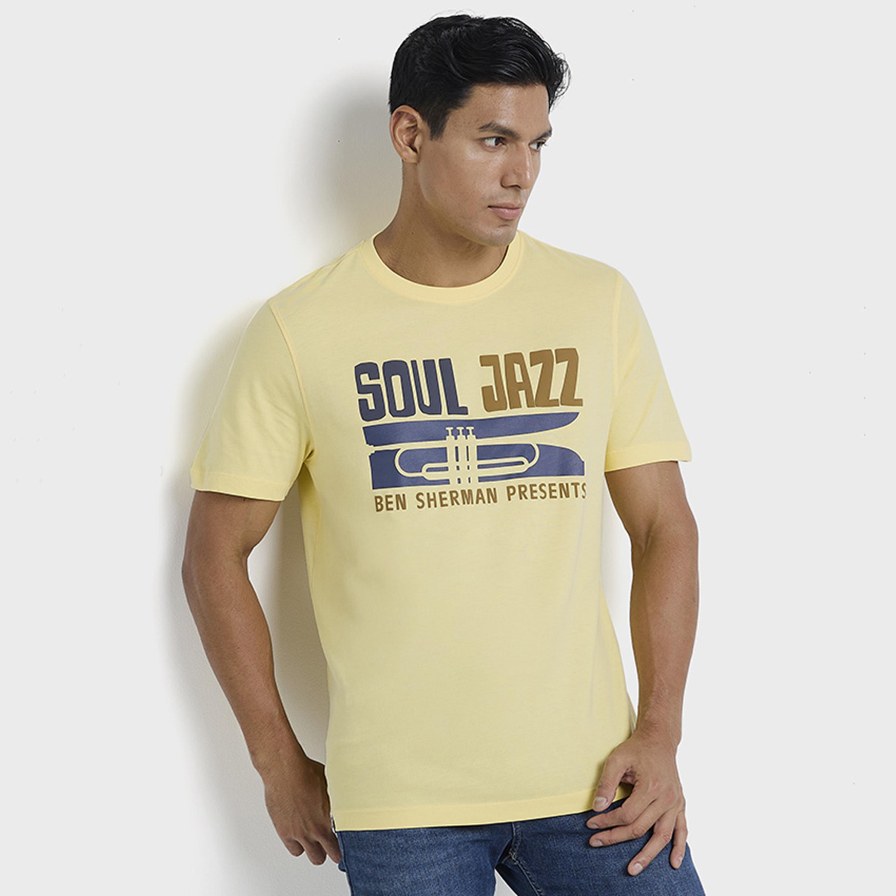 تيشيرت رجالي بياقة دائرية وأكمام قصيرة مطبوع برسومات جرافيكية من بن شيرمان-men-clothing-tshirtsandpolos-tshirts-image-1
