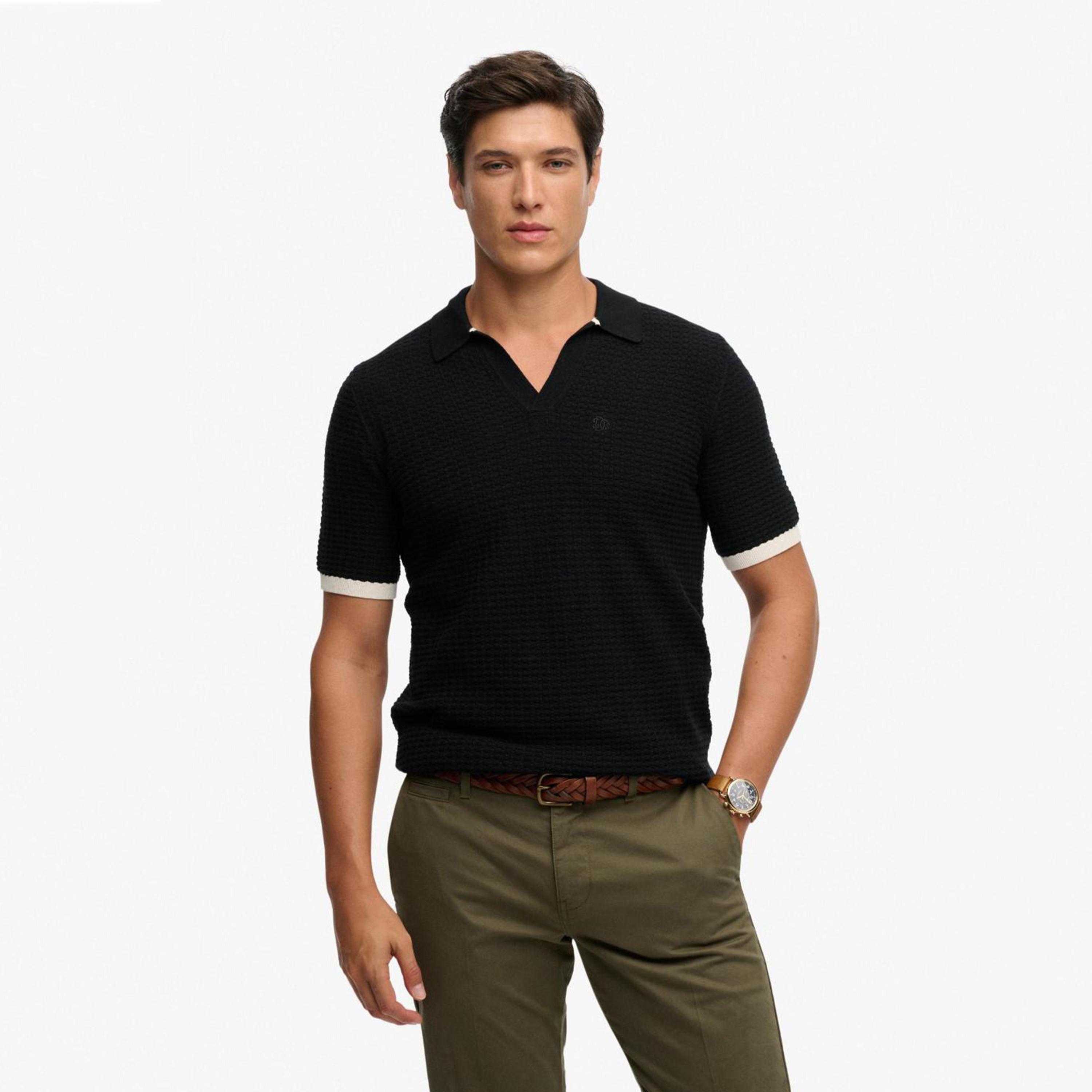 Superdry Knitted Jonny Collar Short Sleeves Men's Polo T-Shirt-men-clothing-tshirtsandpolos-polos-image-1
