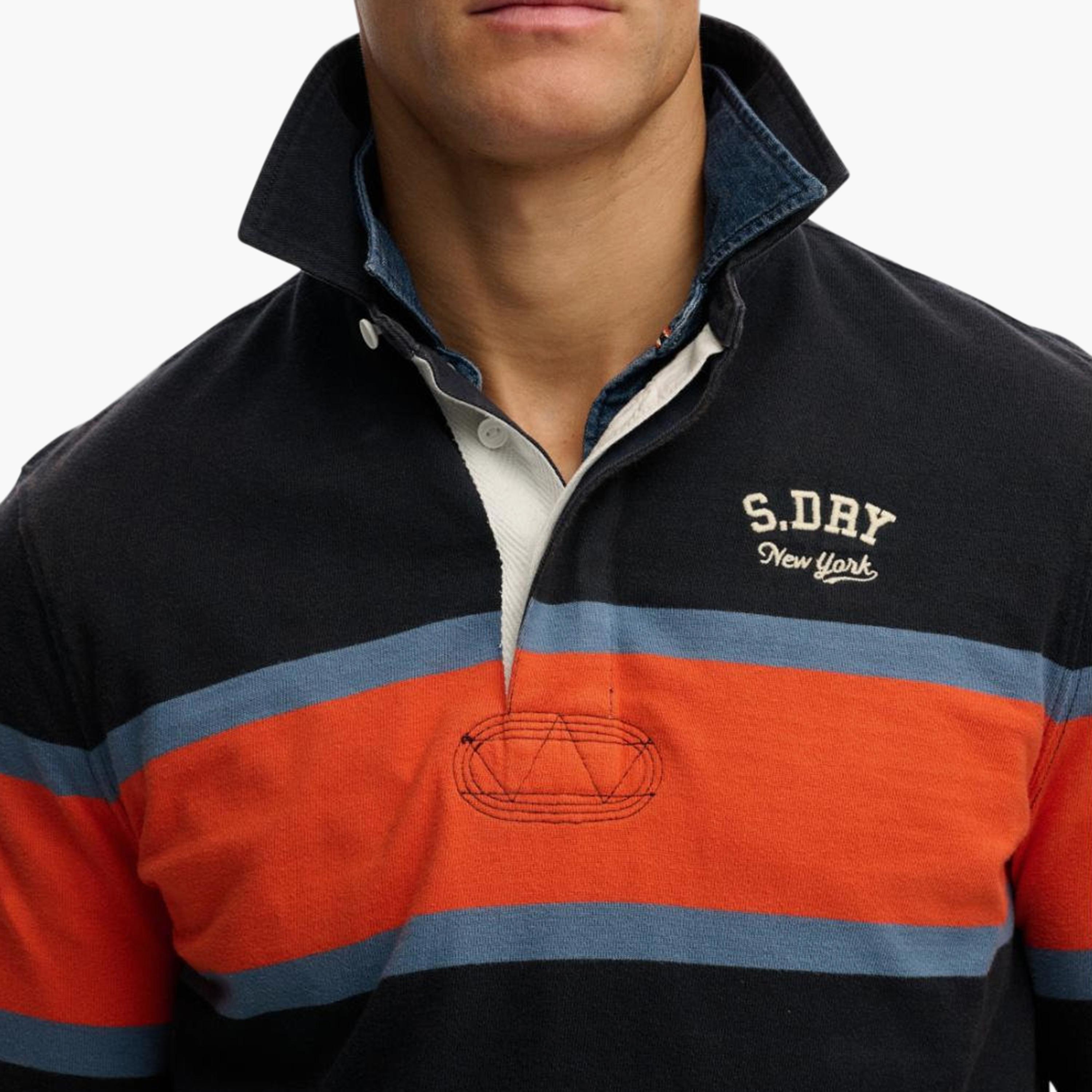 تيشيرت "رجبي" رجالي مخطط بياقة وأكمام طويلة من سوبر دراي-men-clothing-shirts-image-3
