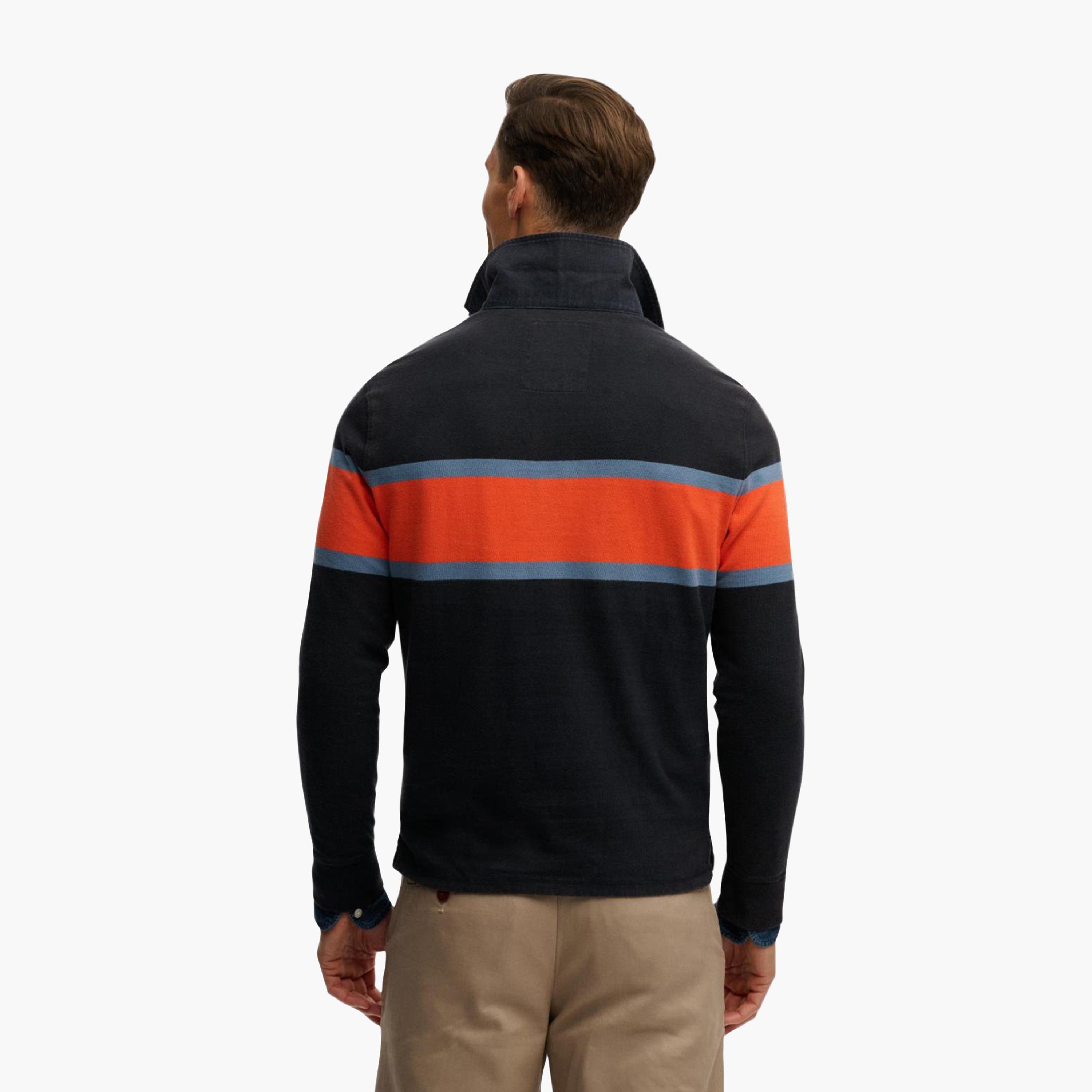 تيشيرت "رجبي" رجالي مخطط بياقة وأكمام طويلة من سوبر دراي-men-clothing-shirts-image-4