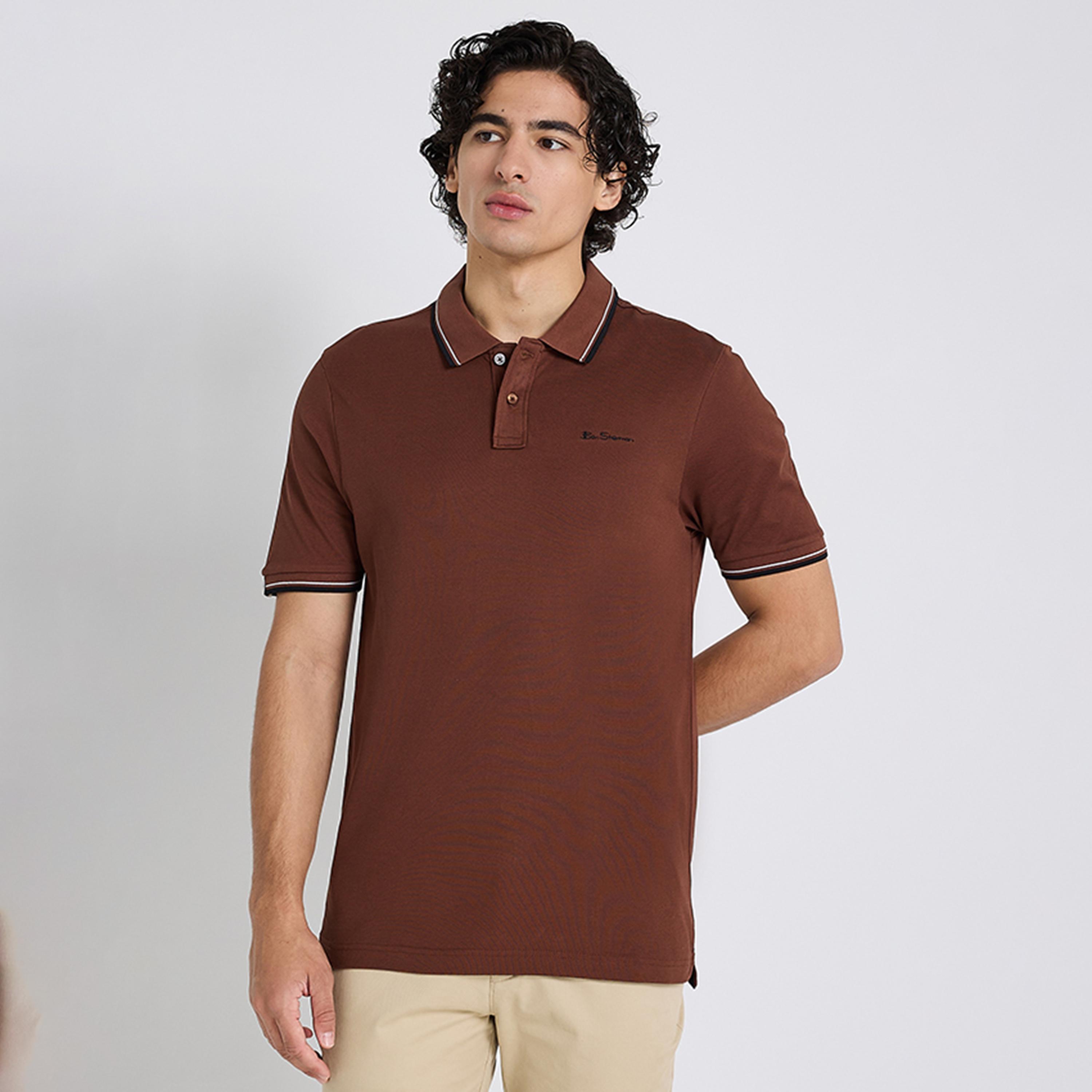 تيشيرت بولو رجالي سادة بياقة وأكمام قصيرة من بن شيرمان-men-clothing-tshirtsandpolos-polos-image-1