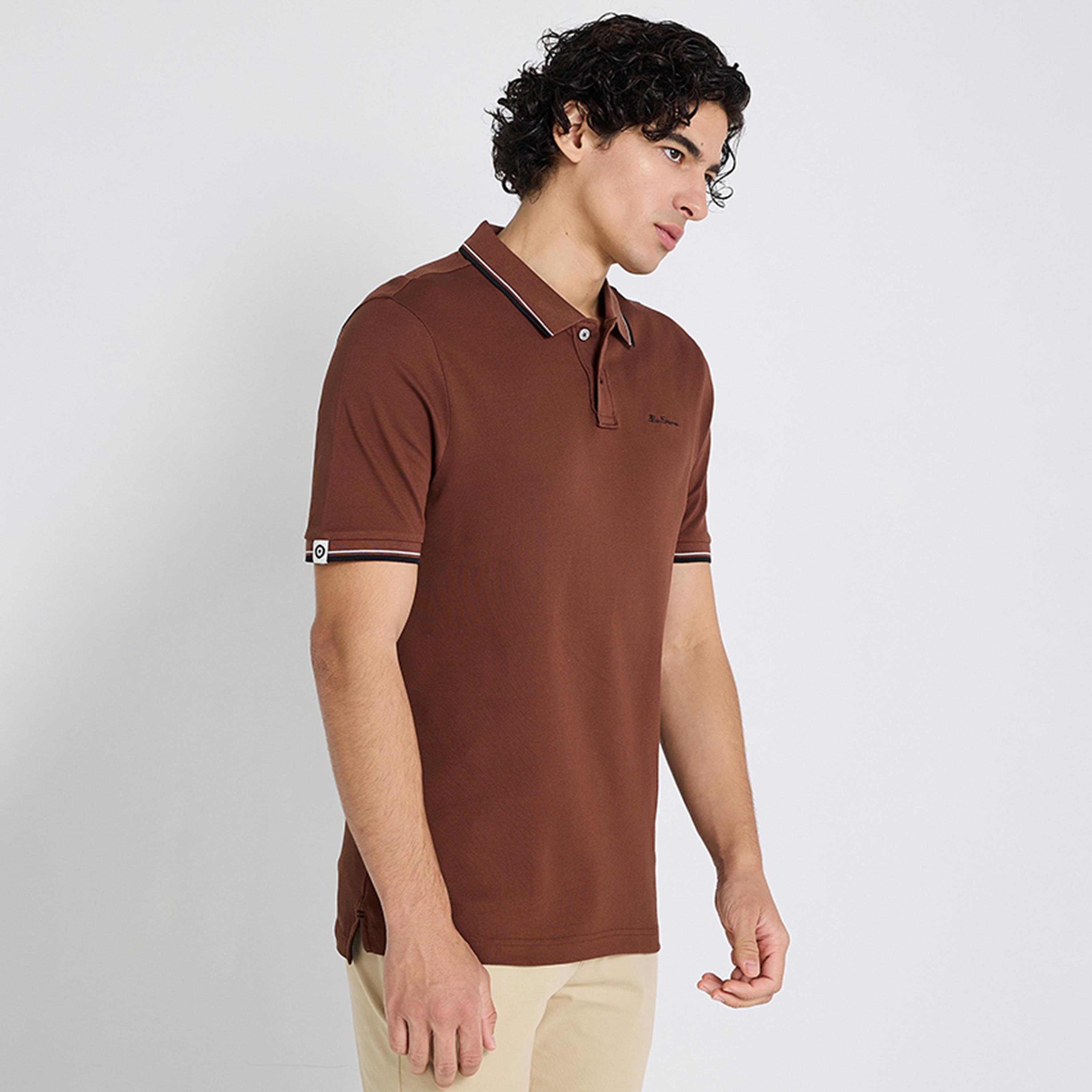 تيشيرت بولو رجالي سادة بياقة وأكمام قصيرة من بن شيرمان-men-clothing-tshirtsandpolos-polos-image-2