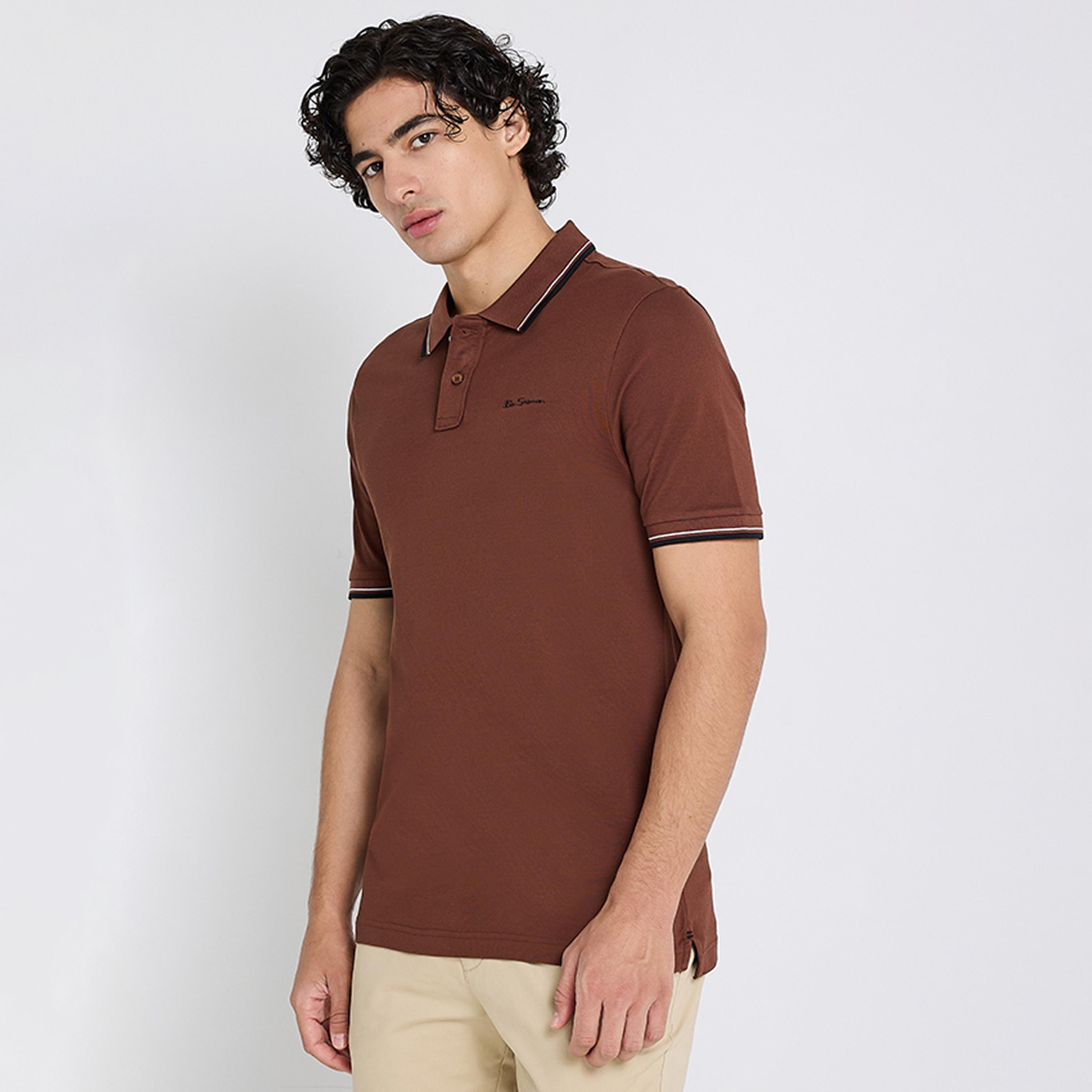 تيشيرت بولو رجالي سادة بياقة وأكمام قصيرة من بن شيرمان-men-clothing-tshirtsandpolos-polos-image-3