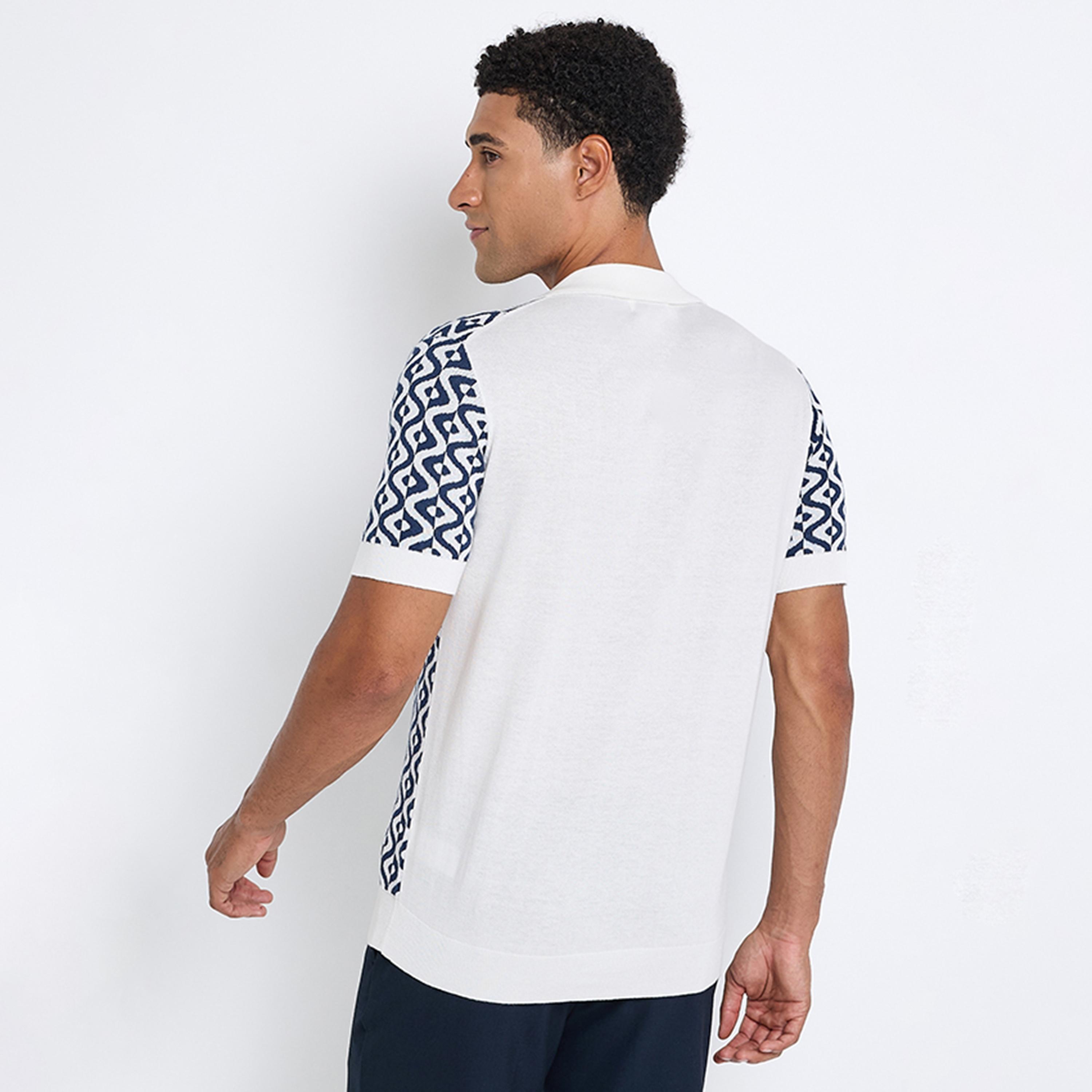 BEN SHERMAN Regular Fit Geometric Print Resort Collar Short Sleeves Men's Shirt-men-clothing-shirts-image-3