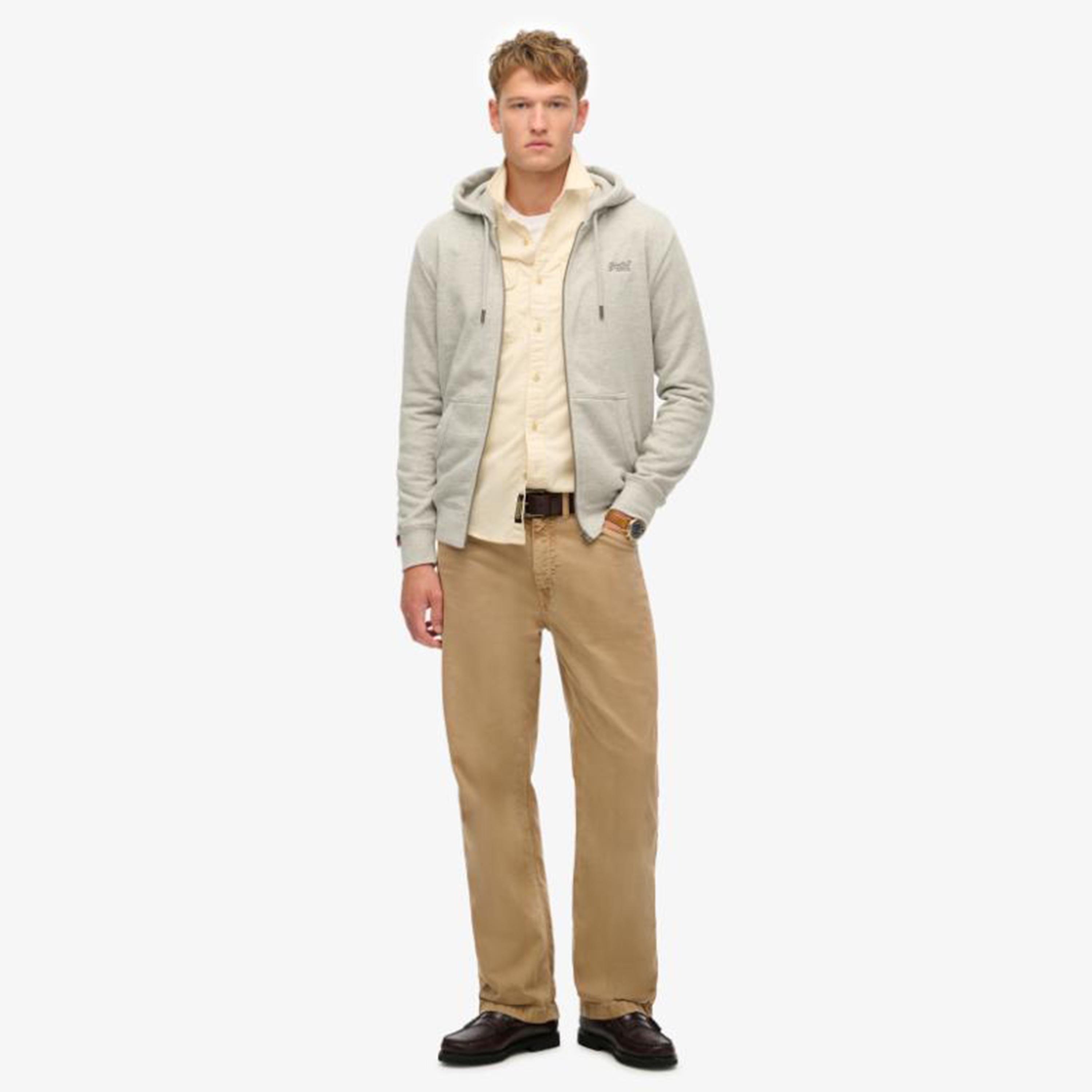كنزة بغطاء رأس رجالية سادة بأكمام طويلة ورقبة بغطاء وسحاب كامل من سوبر دراي-men-winterwear-hoodiesandsweatshirts-image-2