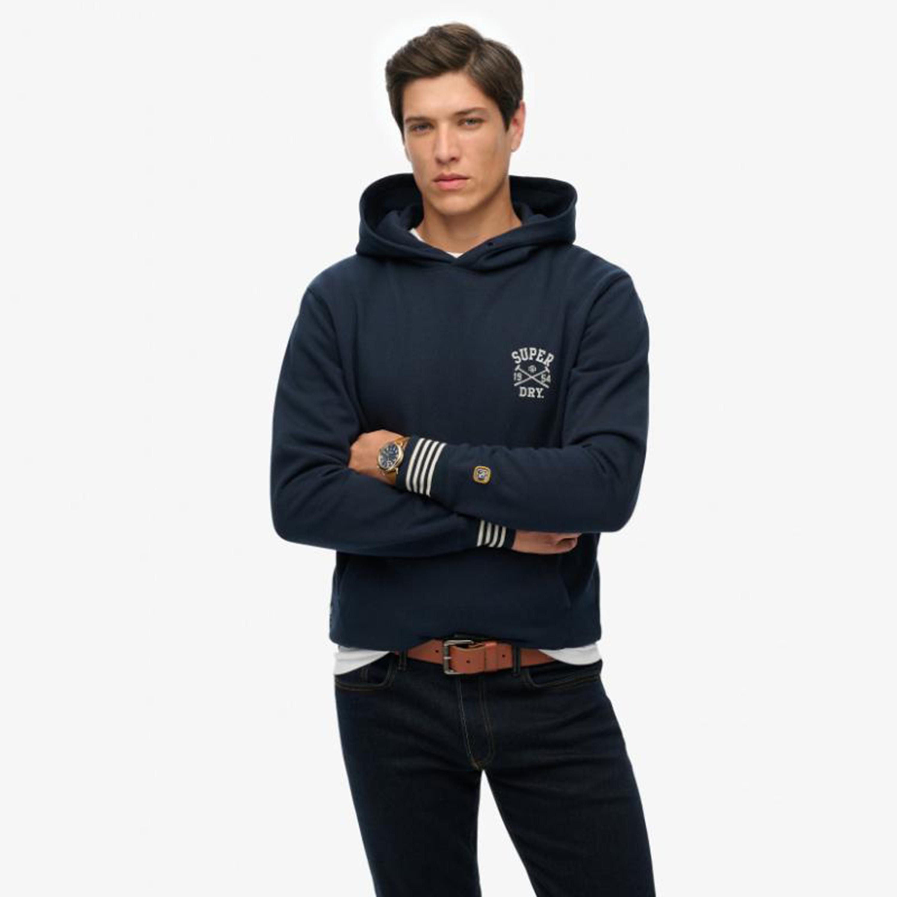 كنزة بغطاء رأس رجالية سادة بأكمام طويلة ورقبة بغطاء من سوبر دراي-men-winterwear-hoodiesandsweatshirts-image-1