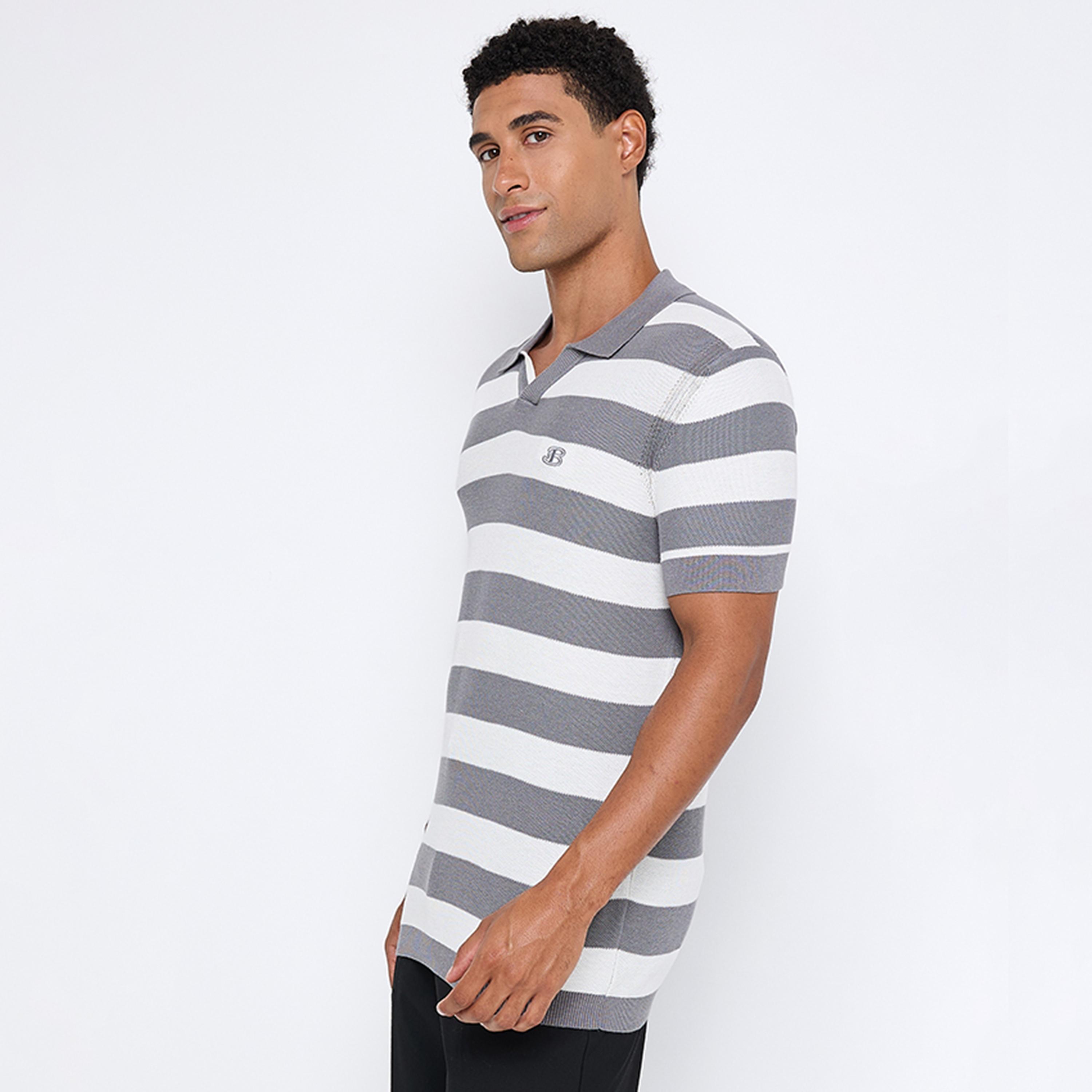 تيشيرت بولو رجالي مخطط بياقة جوني وأكمام قصيرة من بن شيرمان-men-clothing-tshirtsandpolos-polos-image-3